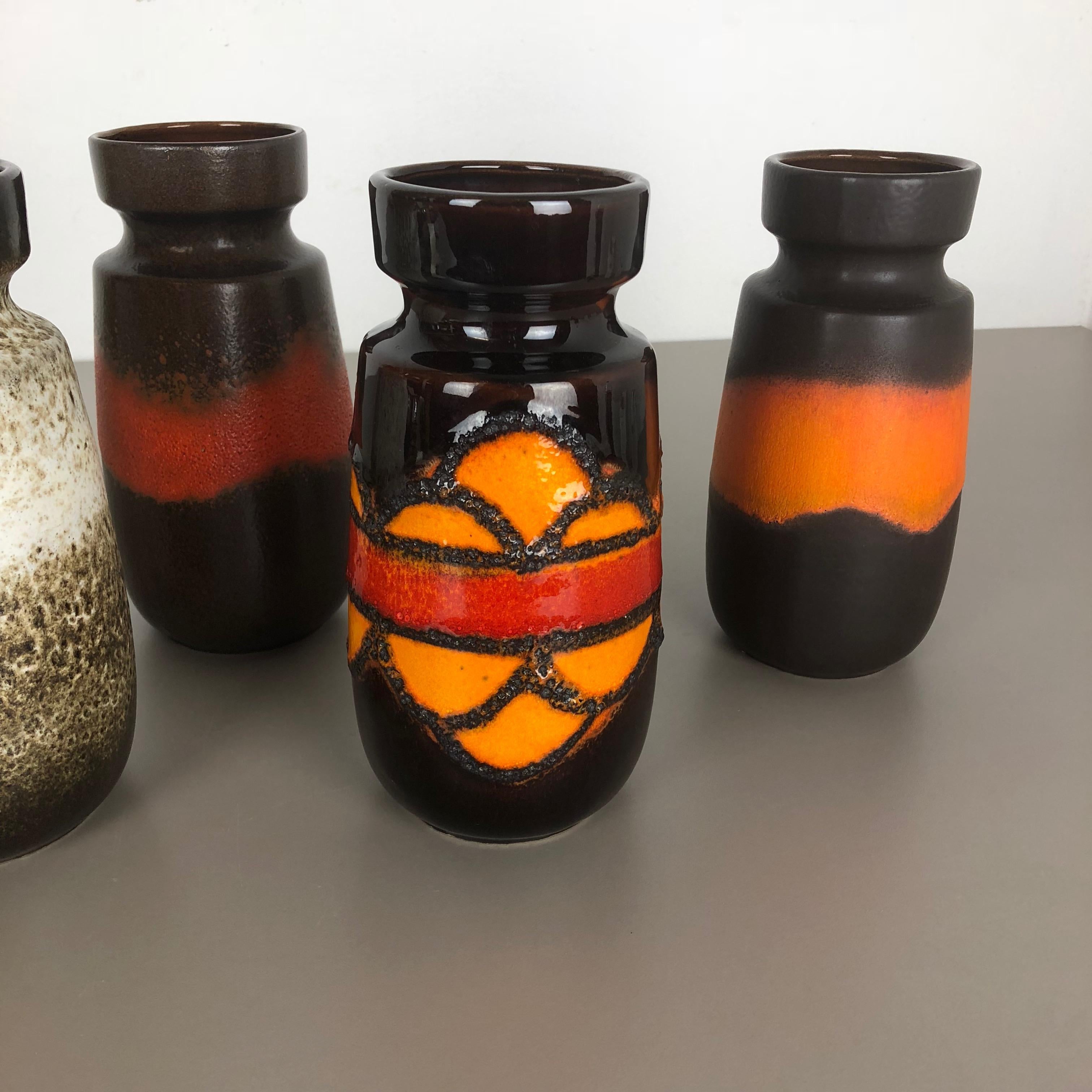 Set of Four Vintage Pottery Fat Lava 