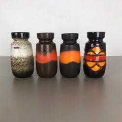 Set di quattro vasi d'epoca in ceramica Fat Lava "242-22" realizzati da Scheurich, Germania