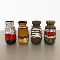 Set of Four Vintage Pottery Fat Lava "242-22" Vases Made by Scheurich, Germany