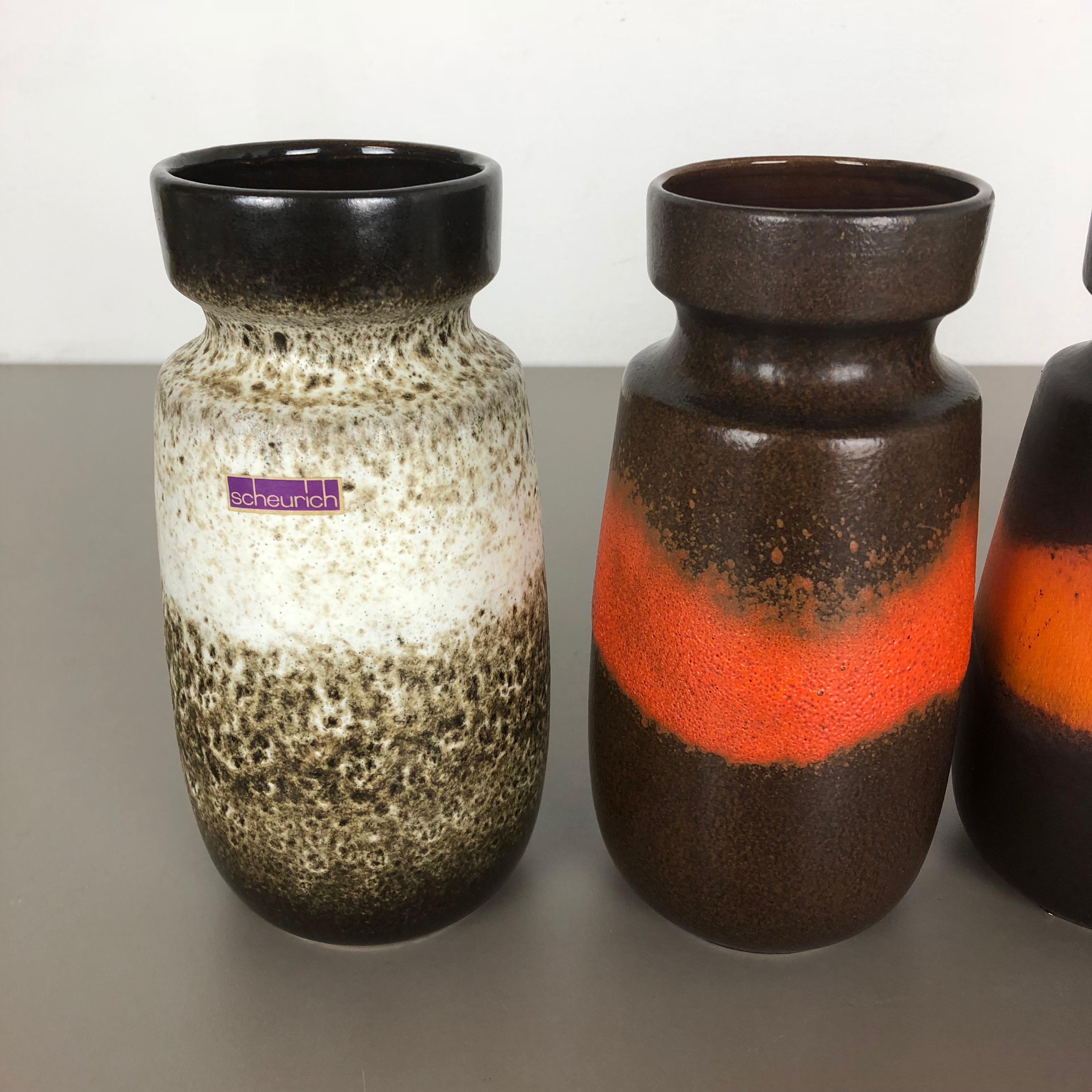 Tedesco Set di quattro vasi d'epoca in ceramica Fat Lava 
