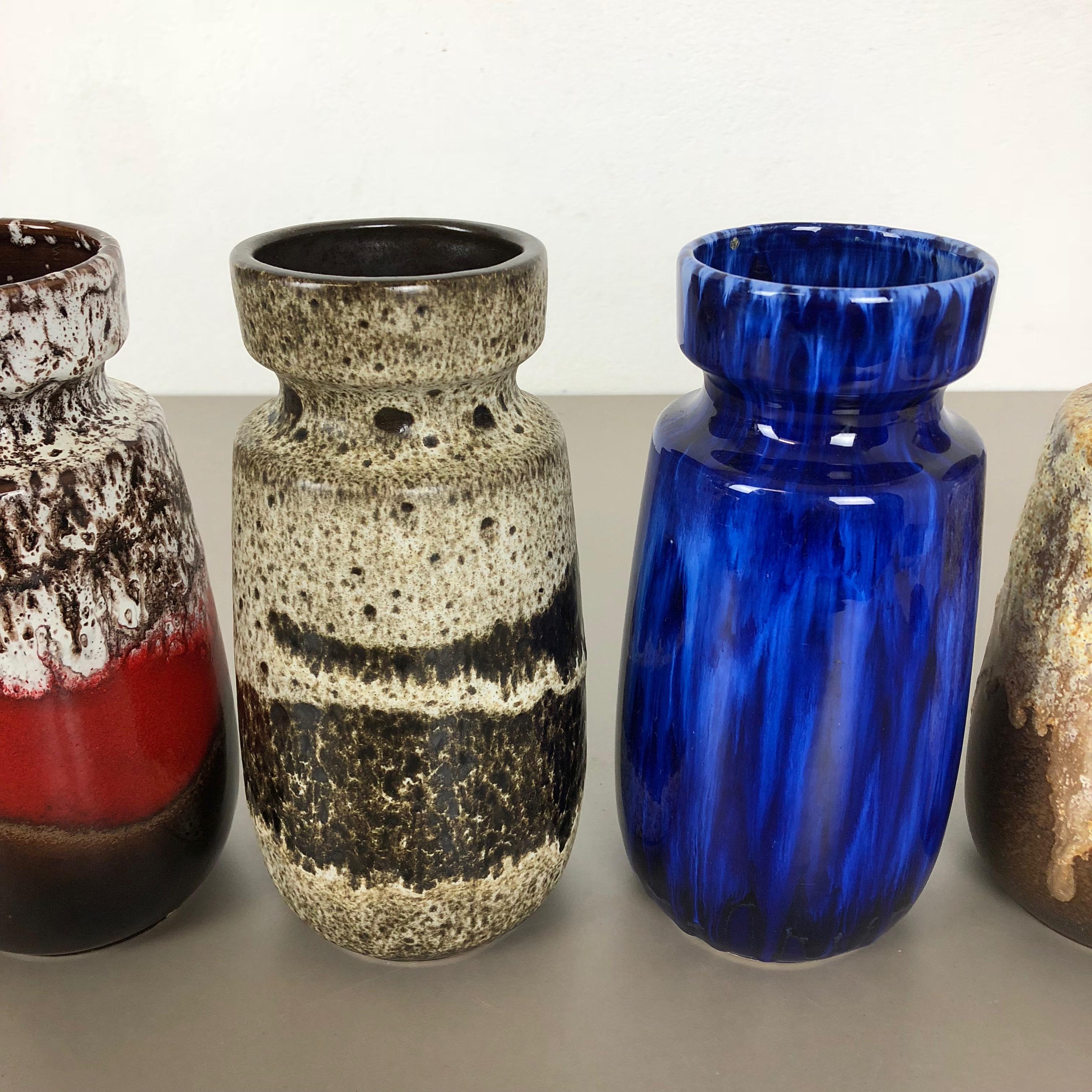 Tedesco Set di quattro vasi d'epoca in ceramica Fat Lava 