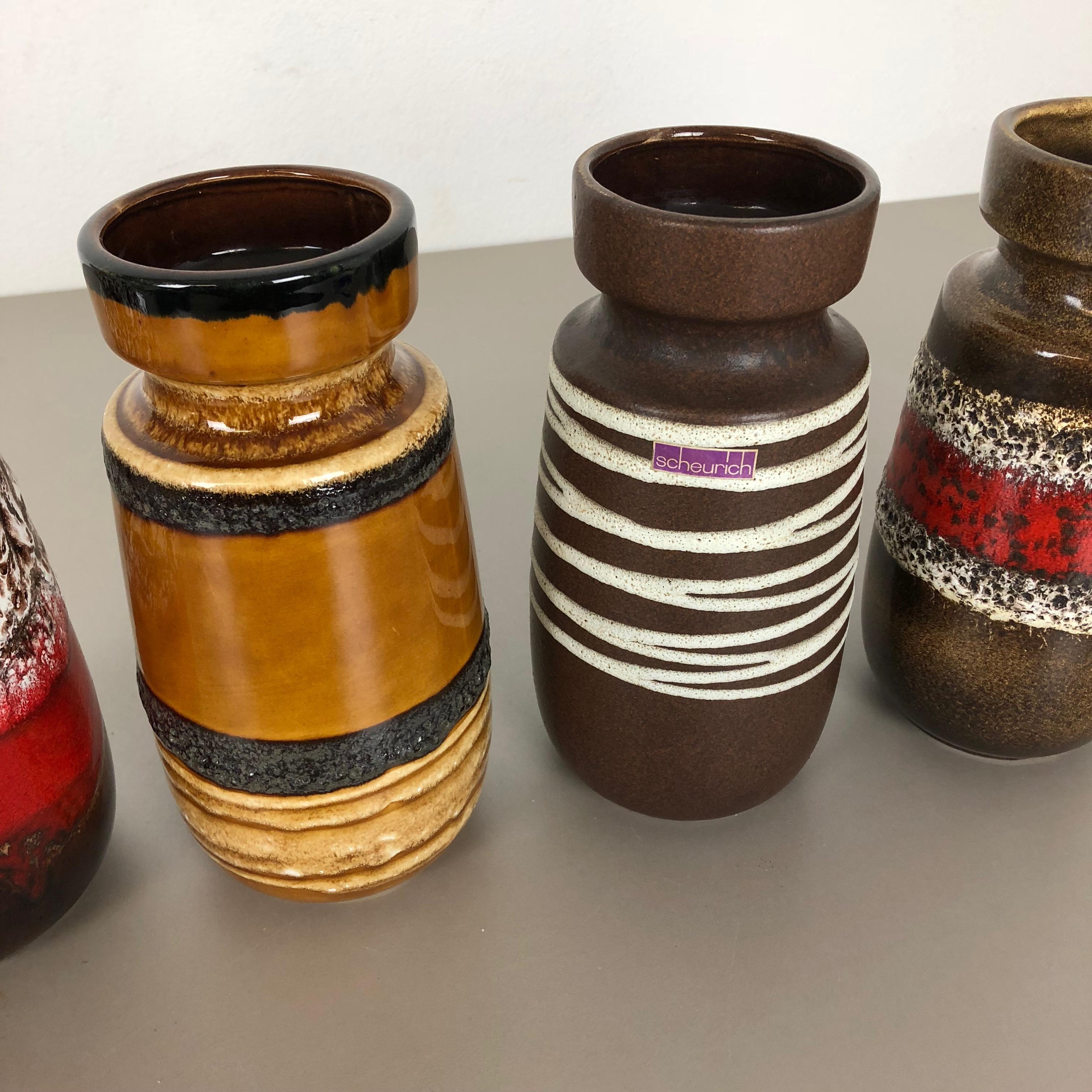 Set di quattro vasi d'epoca in ceramica Fat Lava 