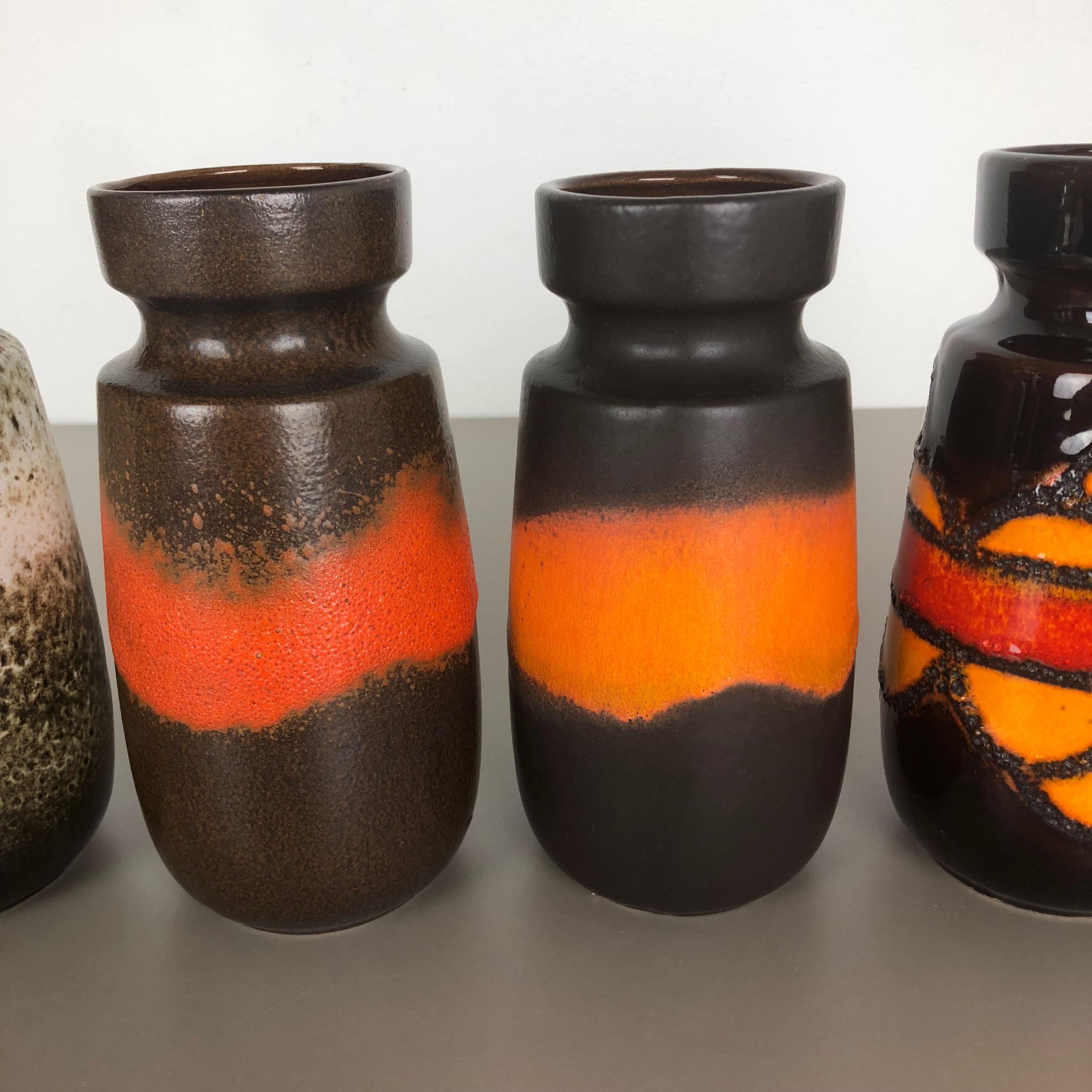 20th Century Set of Four Vintage Pottery Fat Lava 