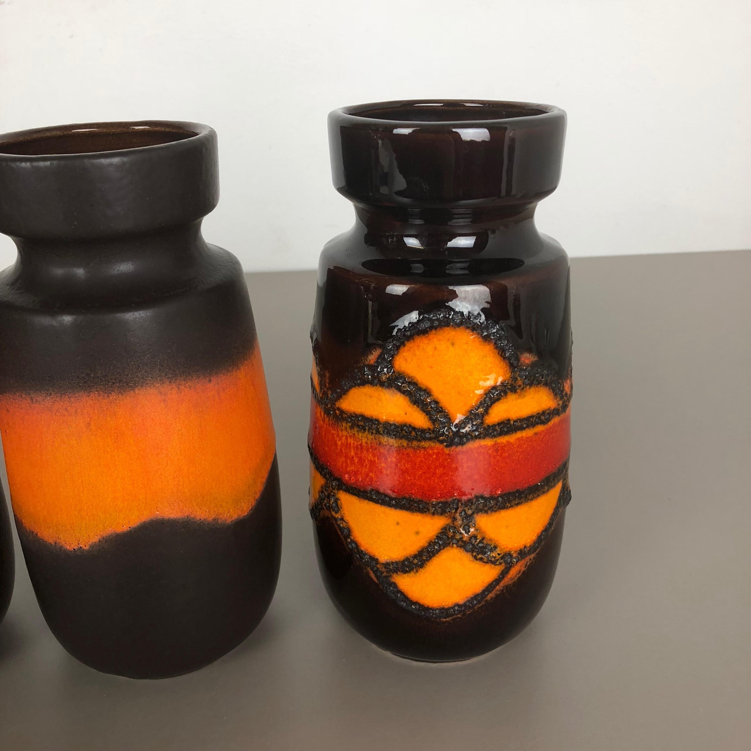 Ceramic Set of Four Vintage Pottery Fat Lava 