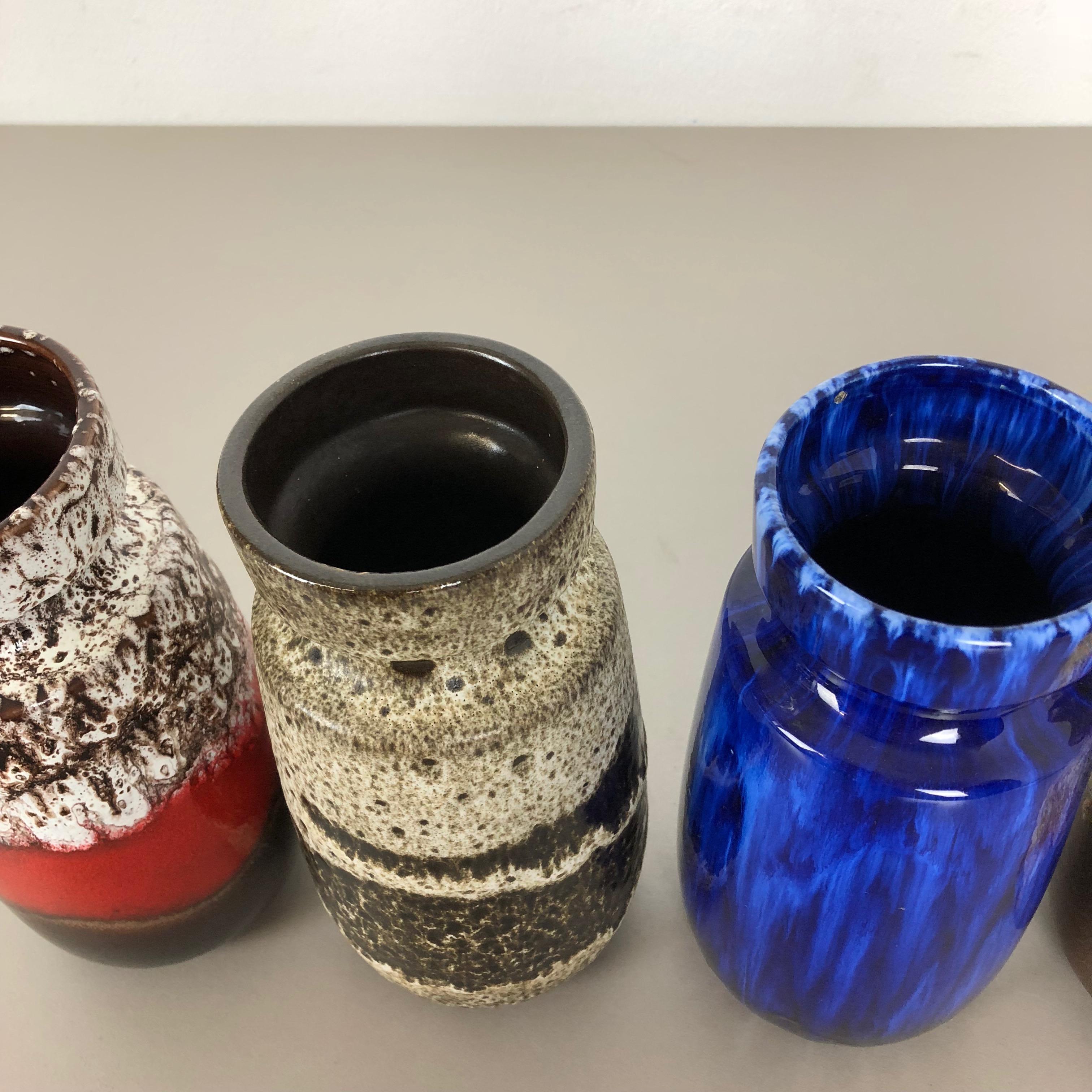 Ceramic Set of Four Vintage Pottery Fat Lava 