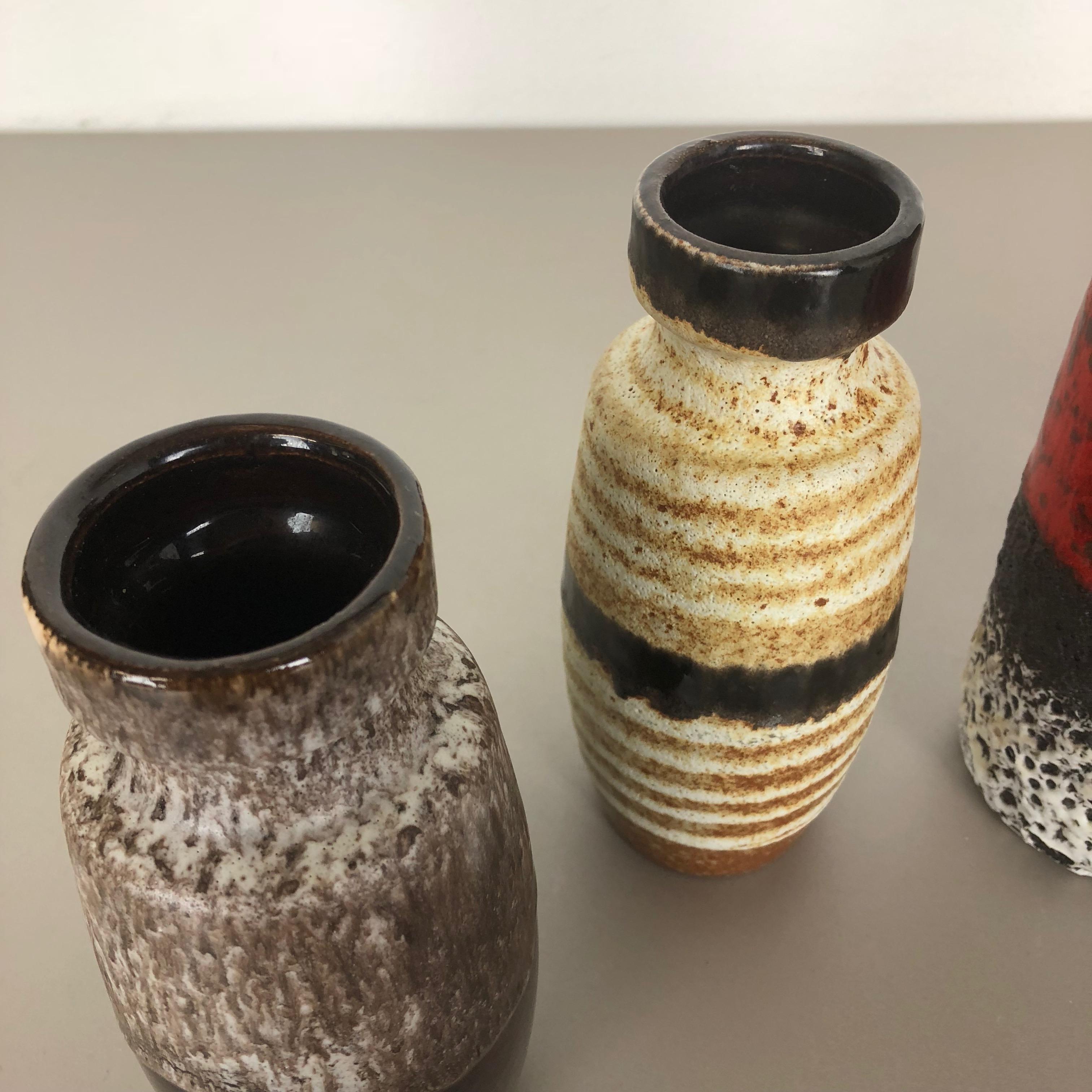 Ensemble de quatre vases multicolores en poterie de lave grasse de Scheurich, Allemagne en vente 4