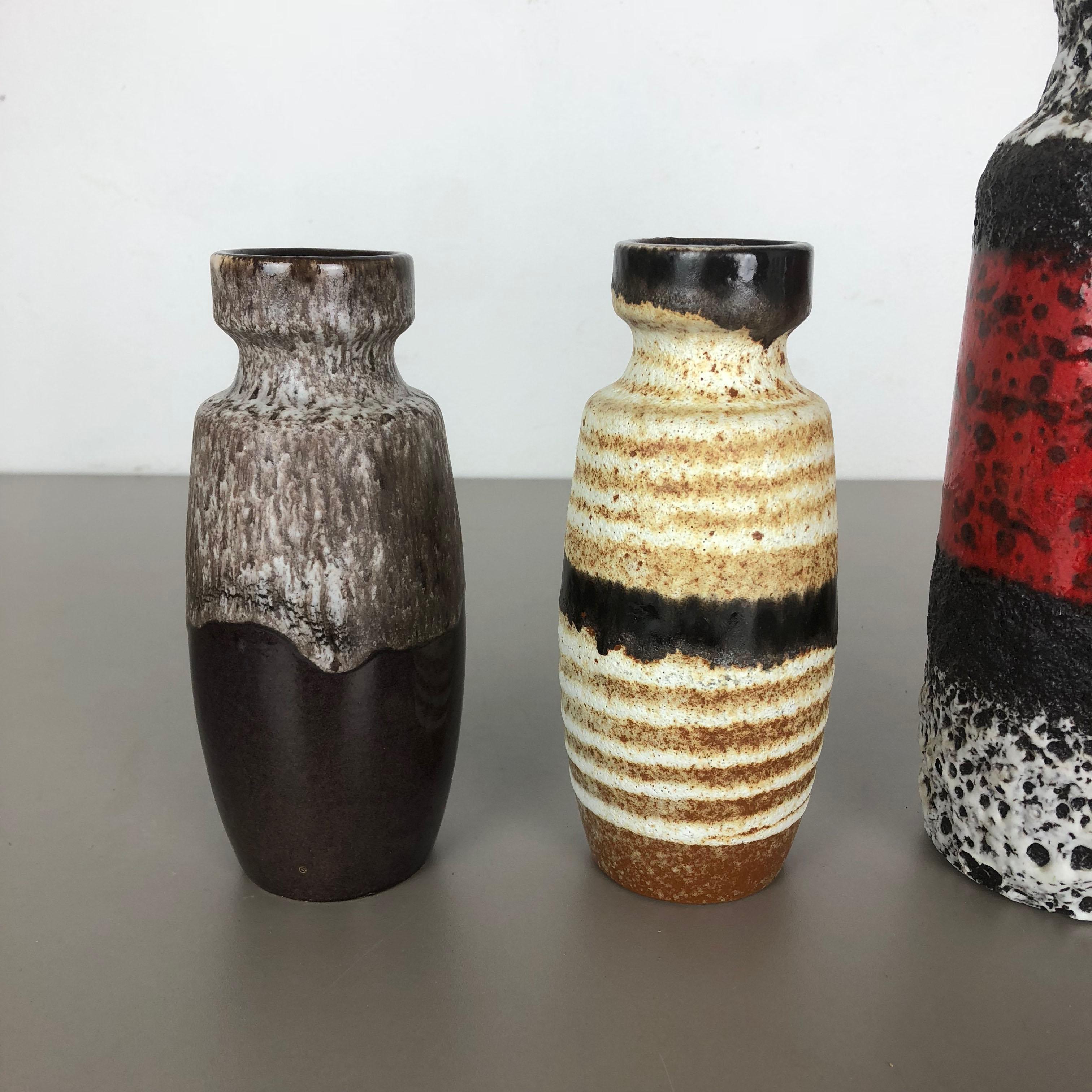Ensemble de quatre vases multicolores en poterie de lave grasse de Scheurich, Allemagne en vente 7