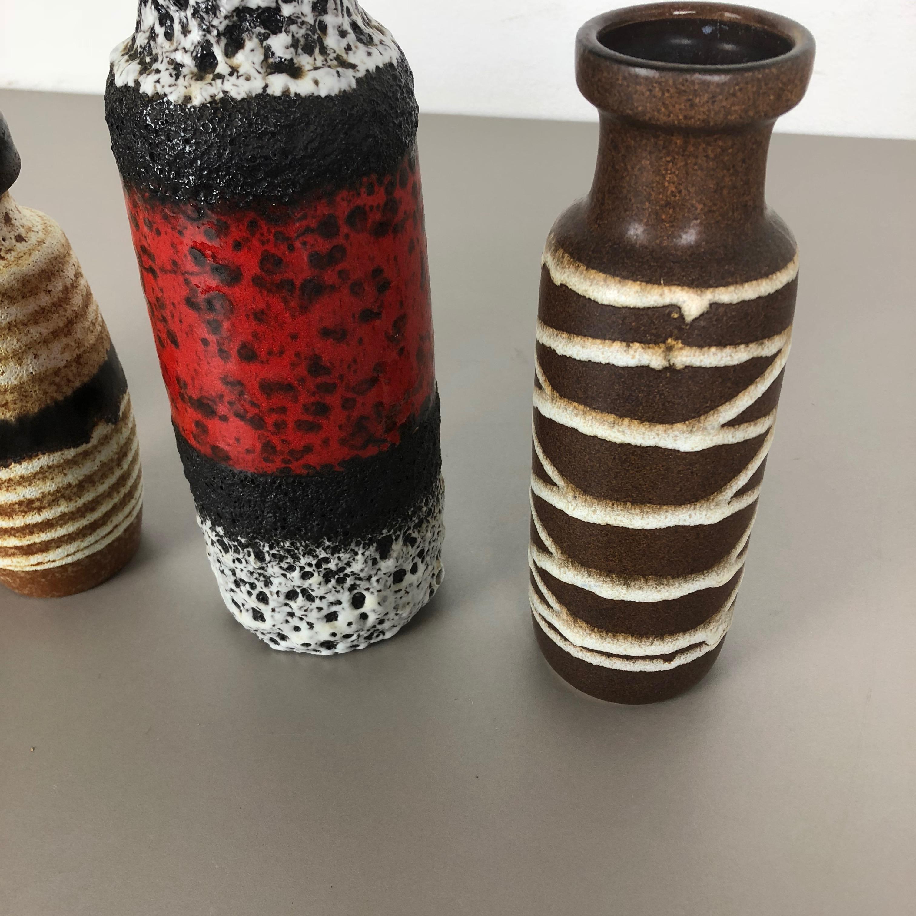 Set of Four Vintage Pottery Fat Lava 
