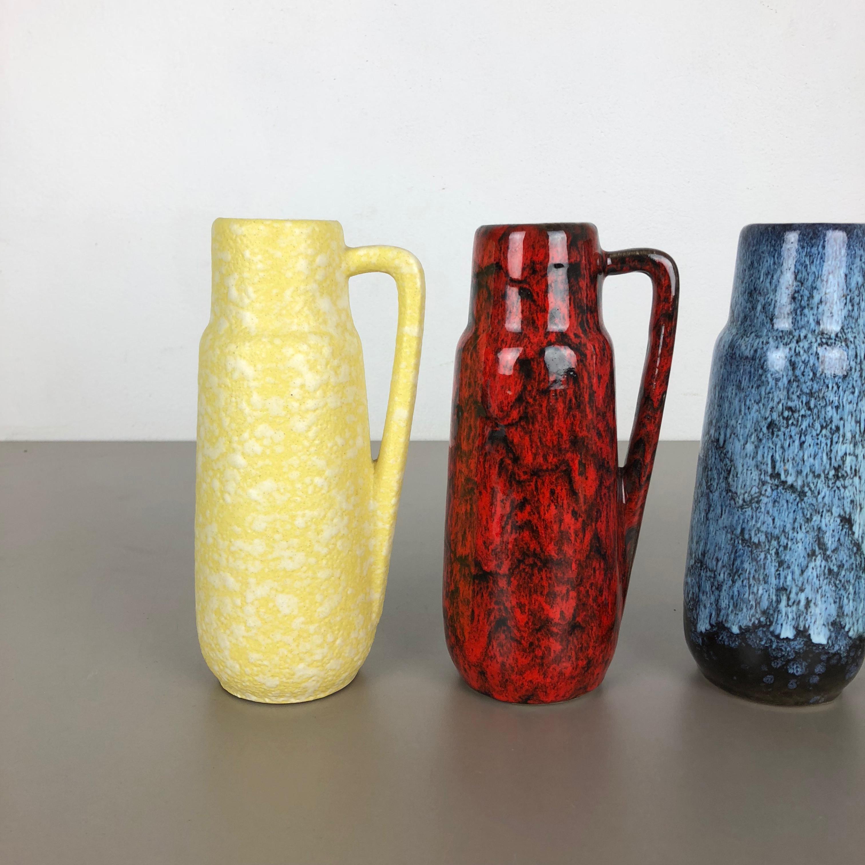 Mid-Century Modern Set of Four Vintage Pottery Fat Lava Vases 