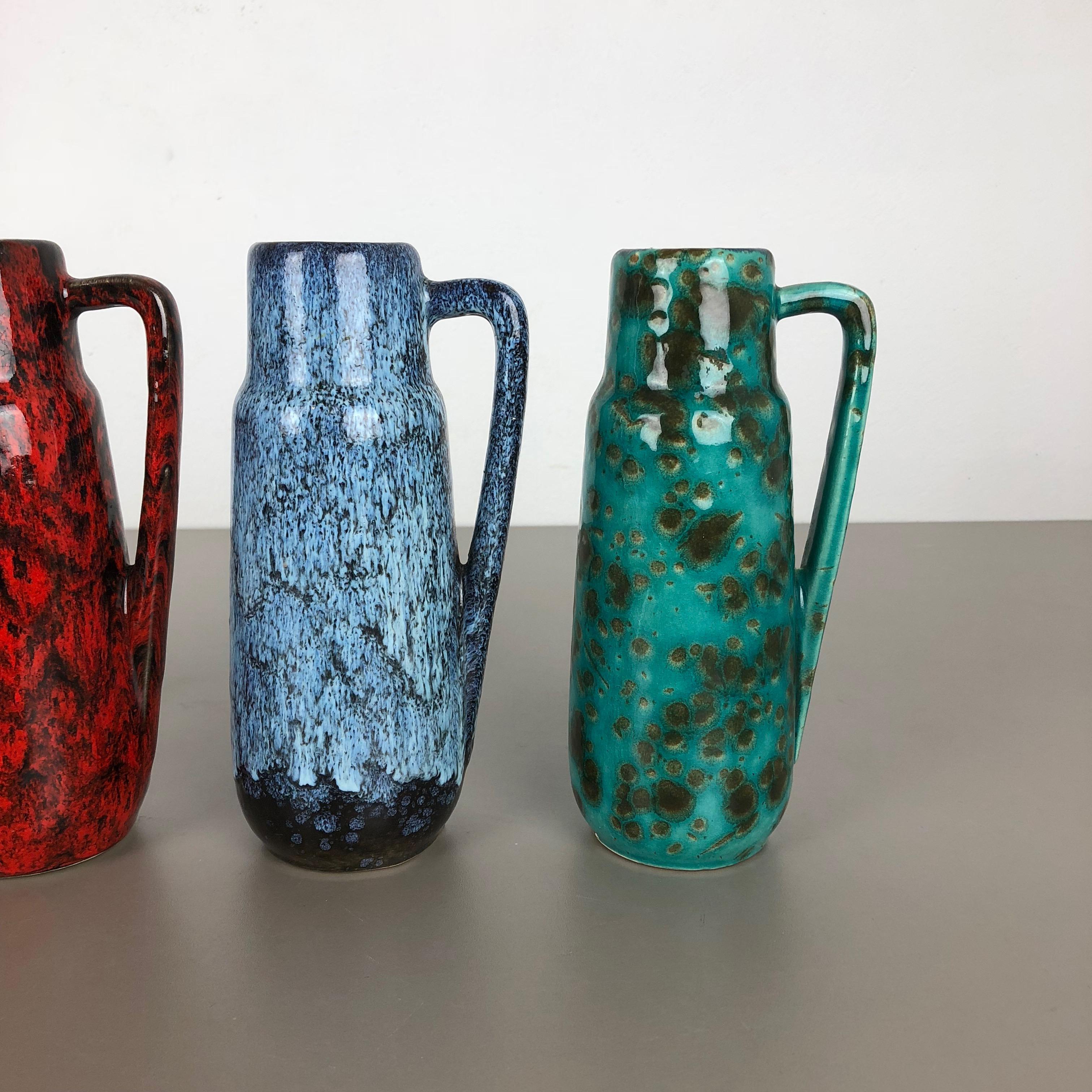 20th Century Set of Four Vintage Pottery Fat Lava Vases 