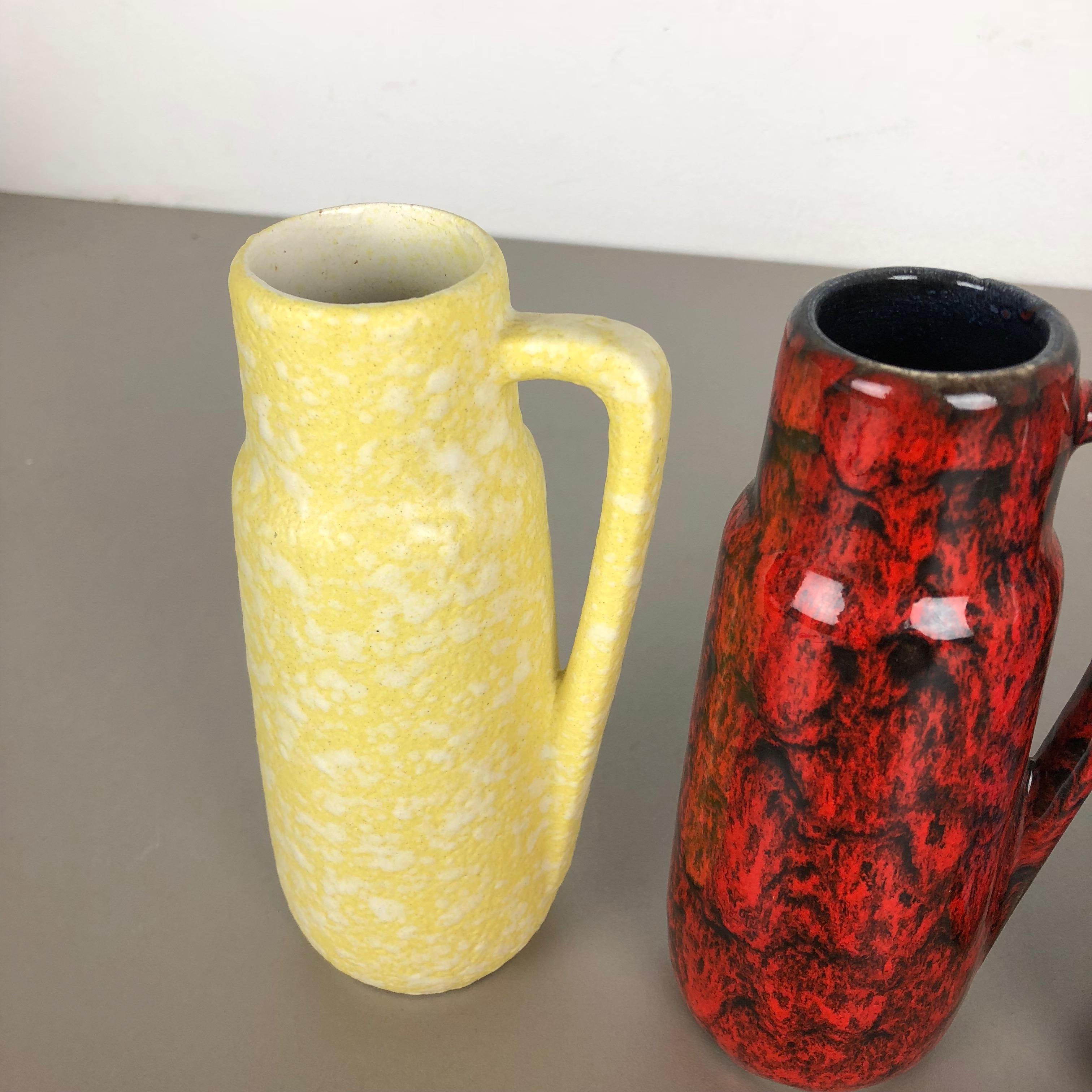 Ceramic Set of Four Vintage Pottery Fat Lava Vases 