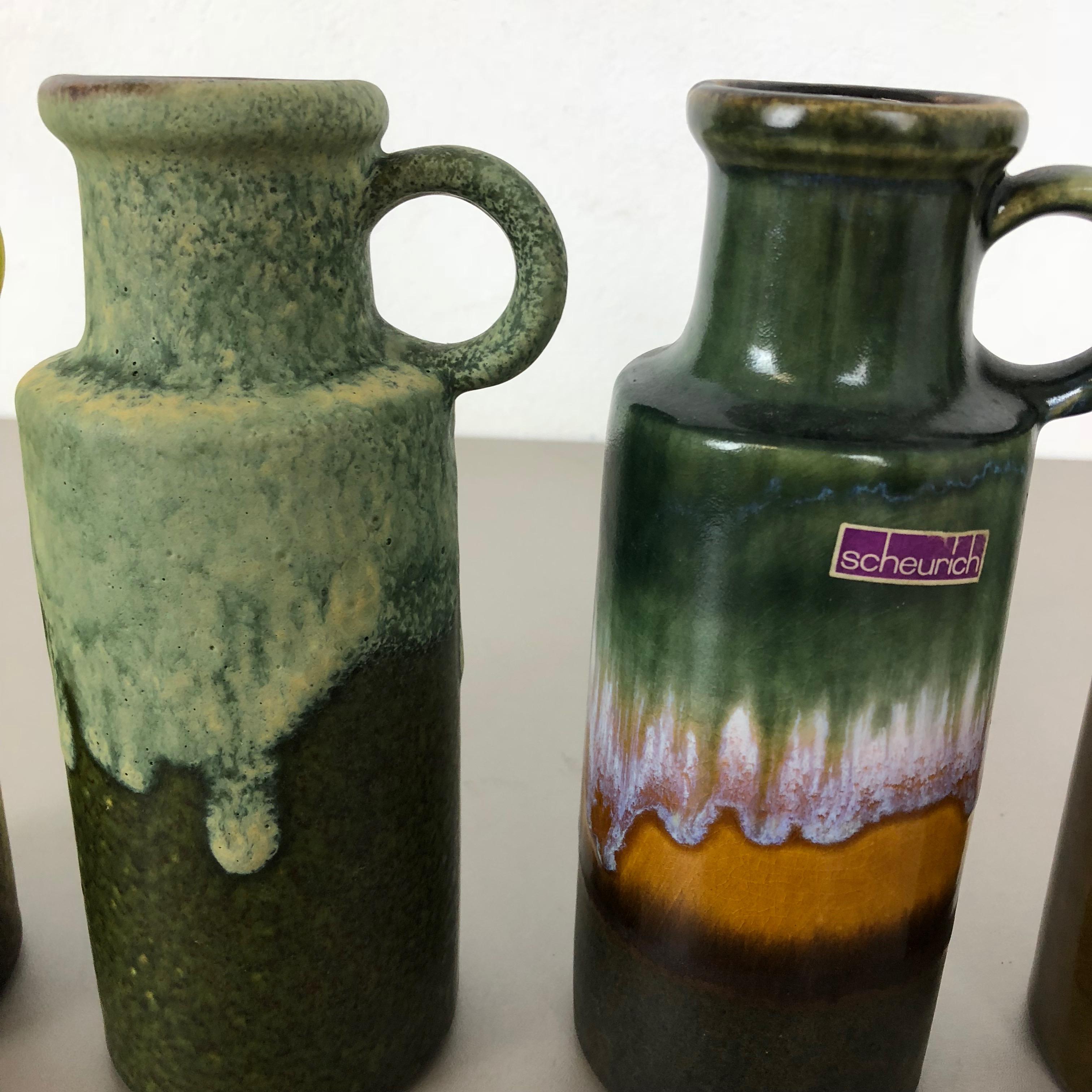 Ceramic Set of Four Vintage Pottery Fat Lava Vases 