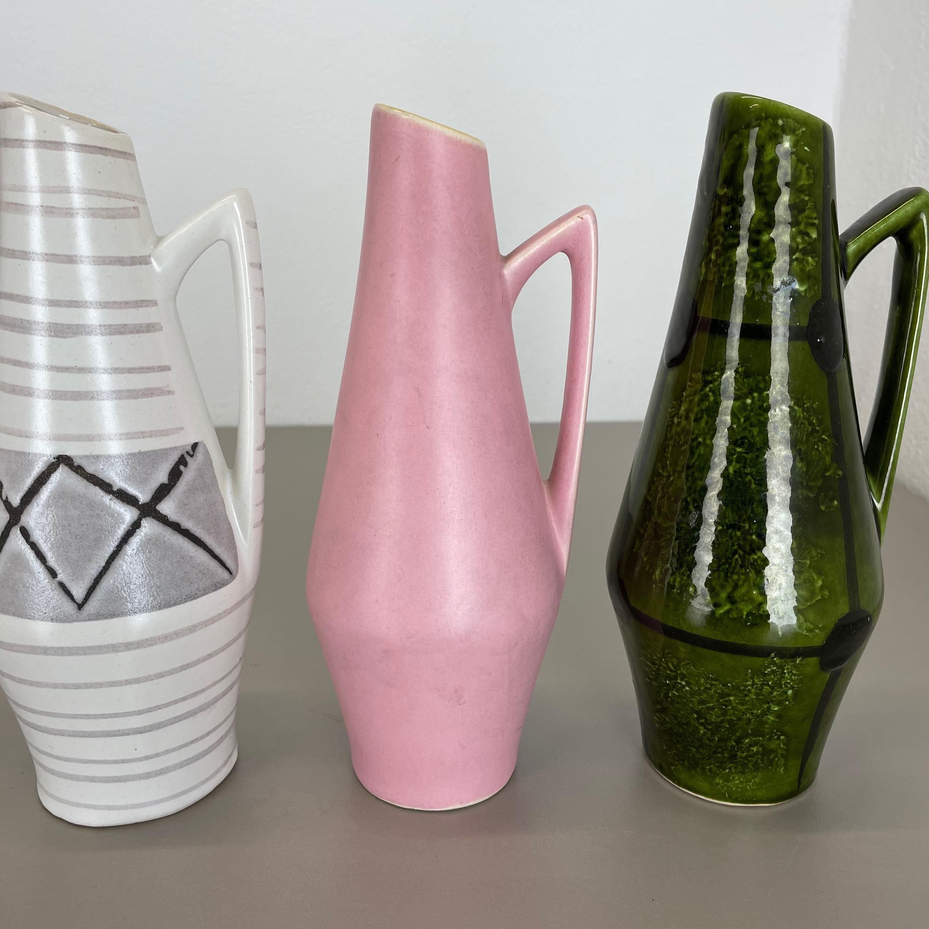 Set of Four Vintage Pottery Fat Lava Vases by Scheurich Foreign, Germany, 1950s For Sale 4