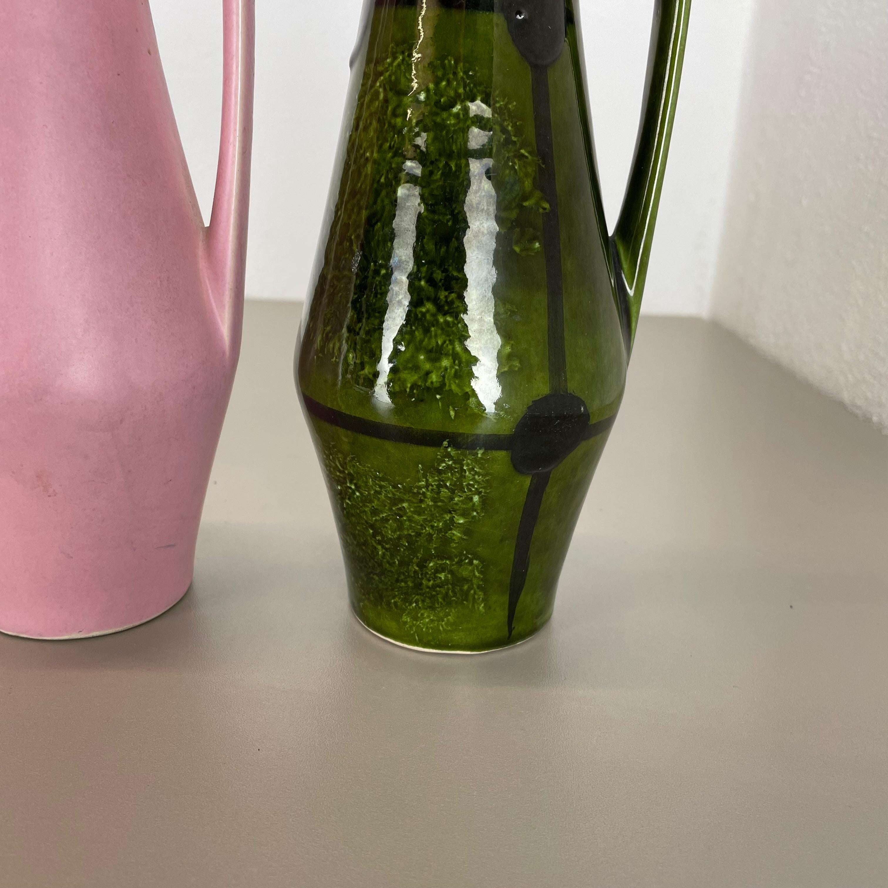 Set of Four Vintage Pottery Fat Lava Vases by Scheurich Foreign, Germany, 1950s For Sale 8