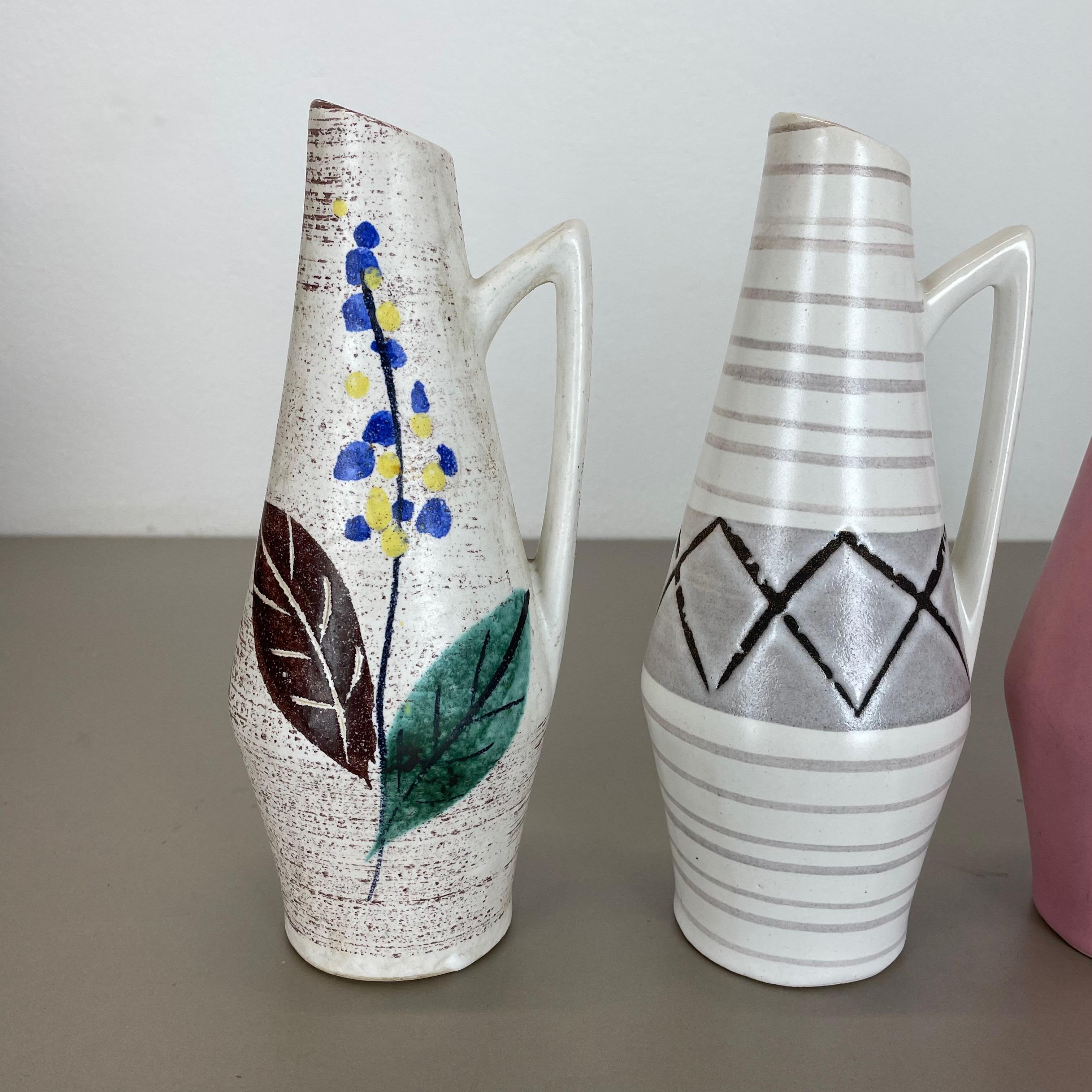Set of Four Vintage Pottery Fat Lava Vases by Scheurich Foreign, Germany, 1950s In Good Condition For Sale In Kirchlengern, DE