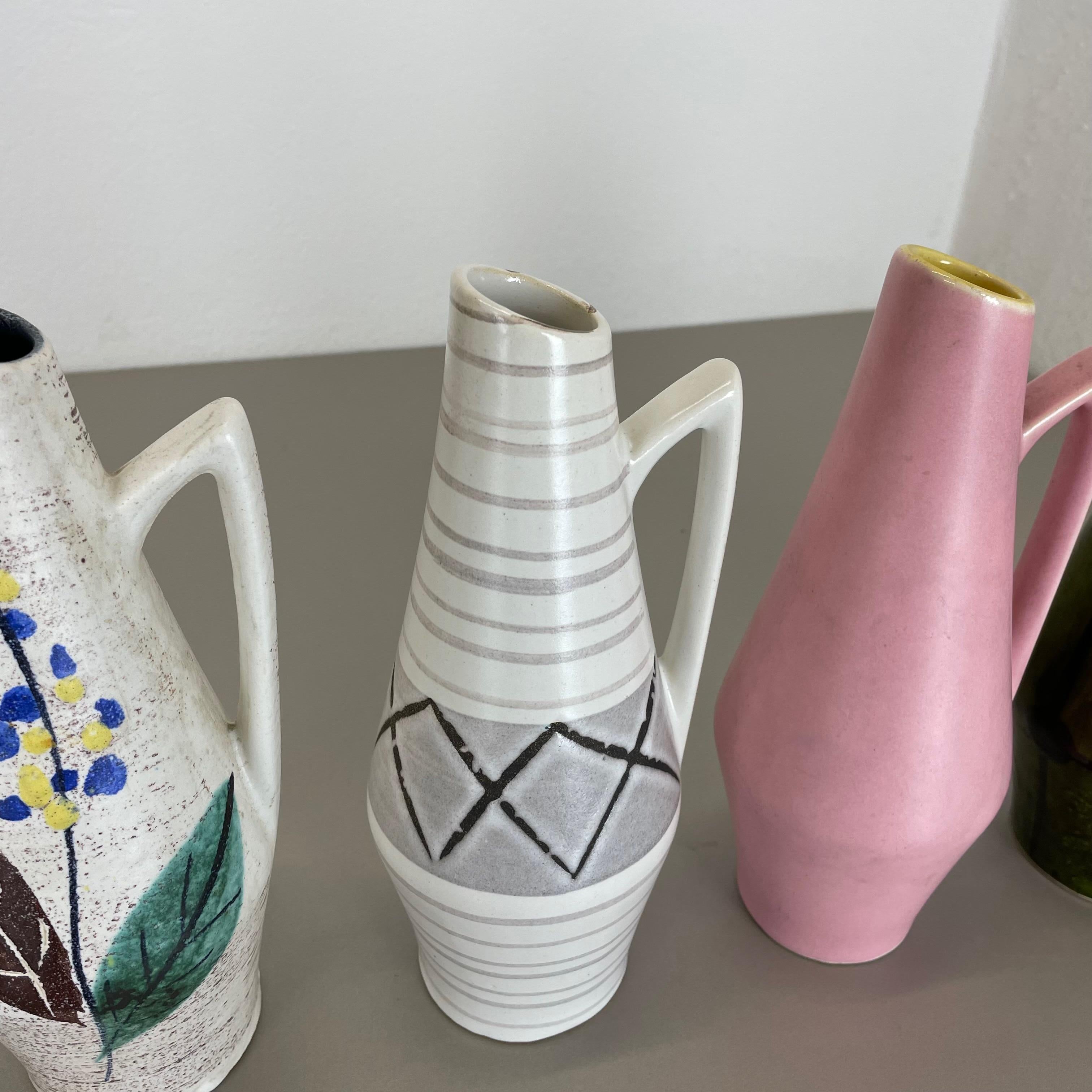 Ceramic Set of Four Vintage Pottery Fat Lava Vases by Scheurich Foreign, Germany, 1950s For Sale