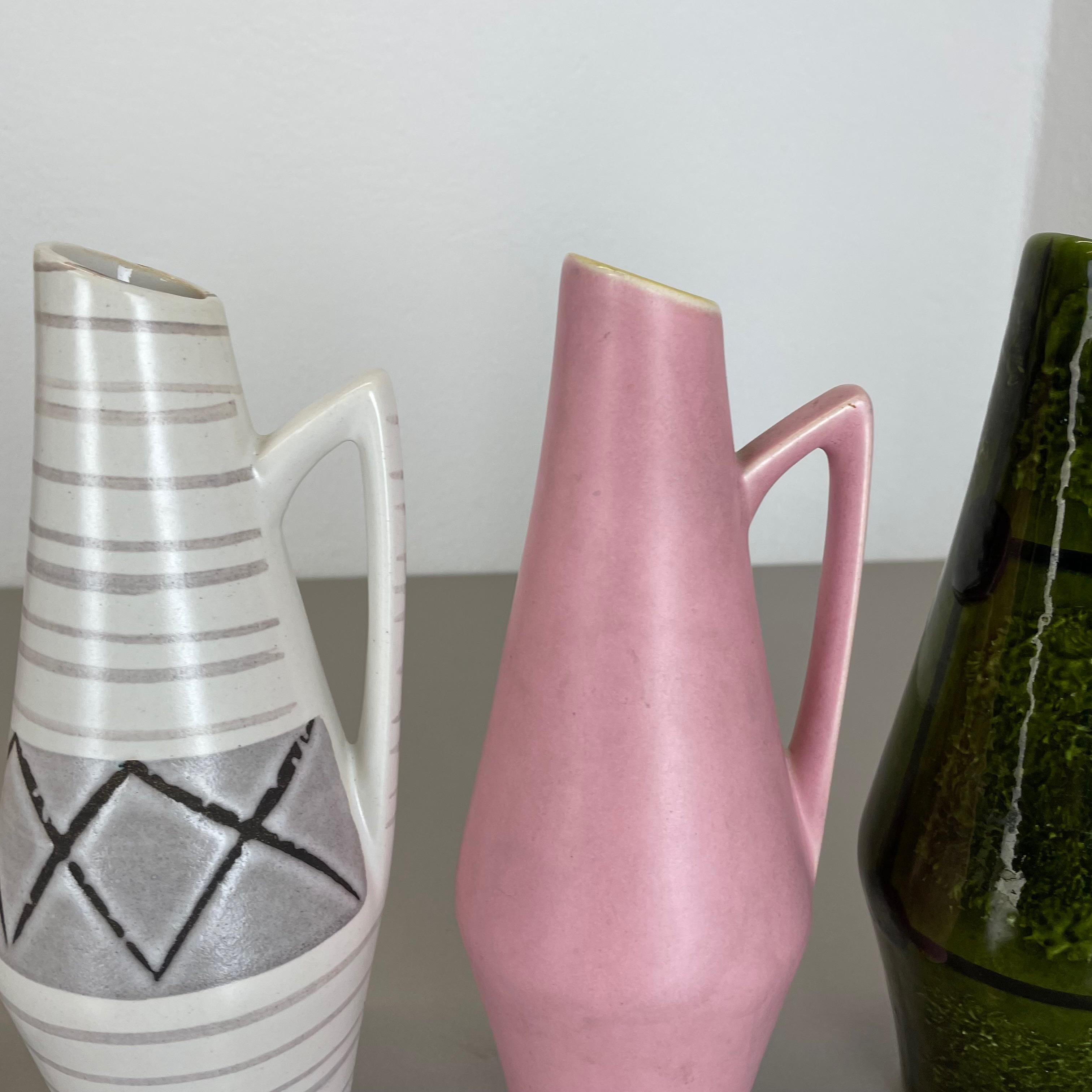 Set of Four Vintage Pottery Fat Lava Vases by Scheurich Foreign, Germany, 1950s For Sale 3