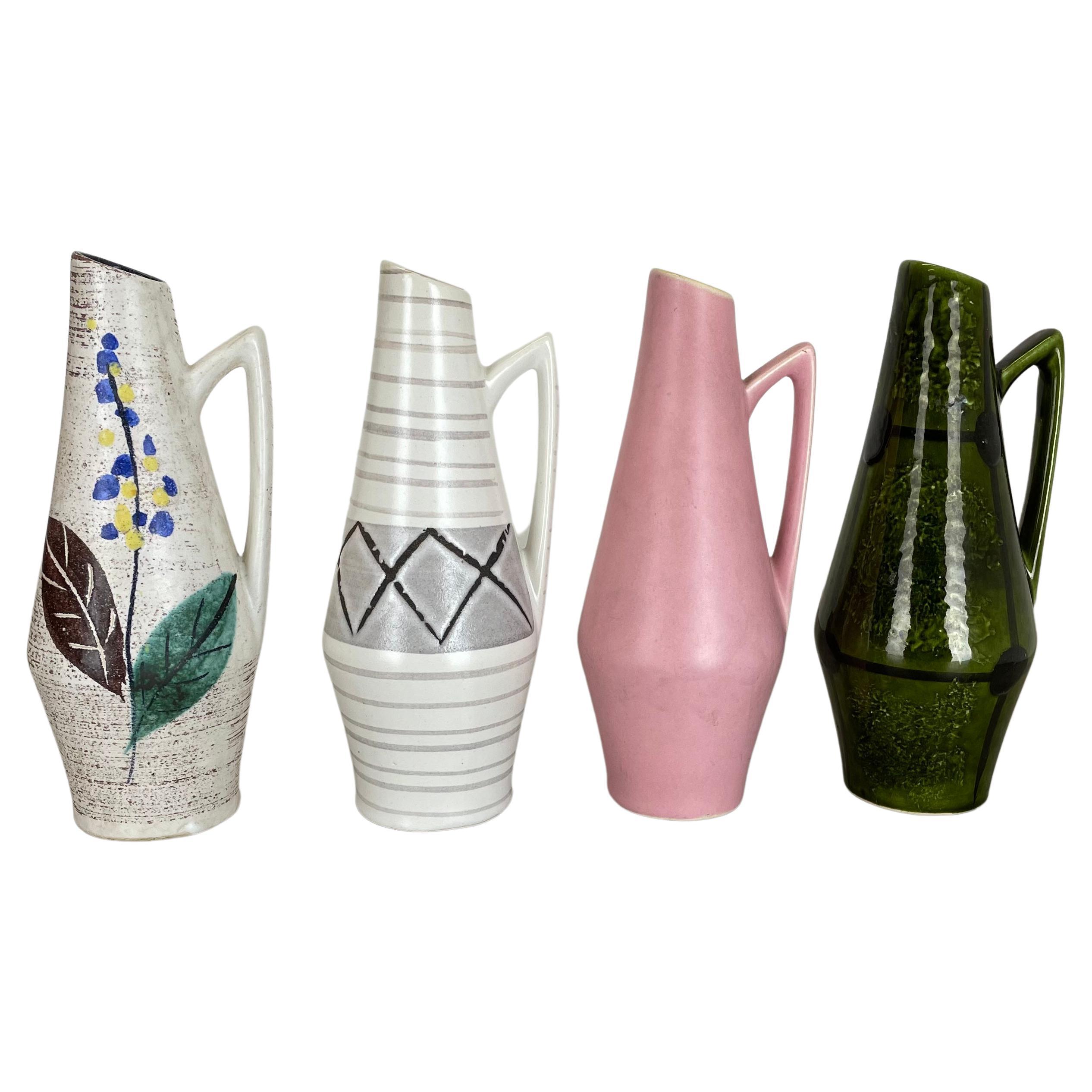Set of Four Vintage Pottery Fat Lava Vases by Scheurich Foreign, Germany, 1950s