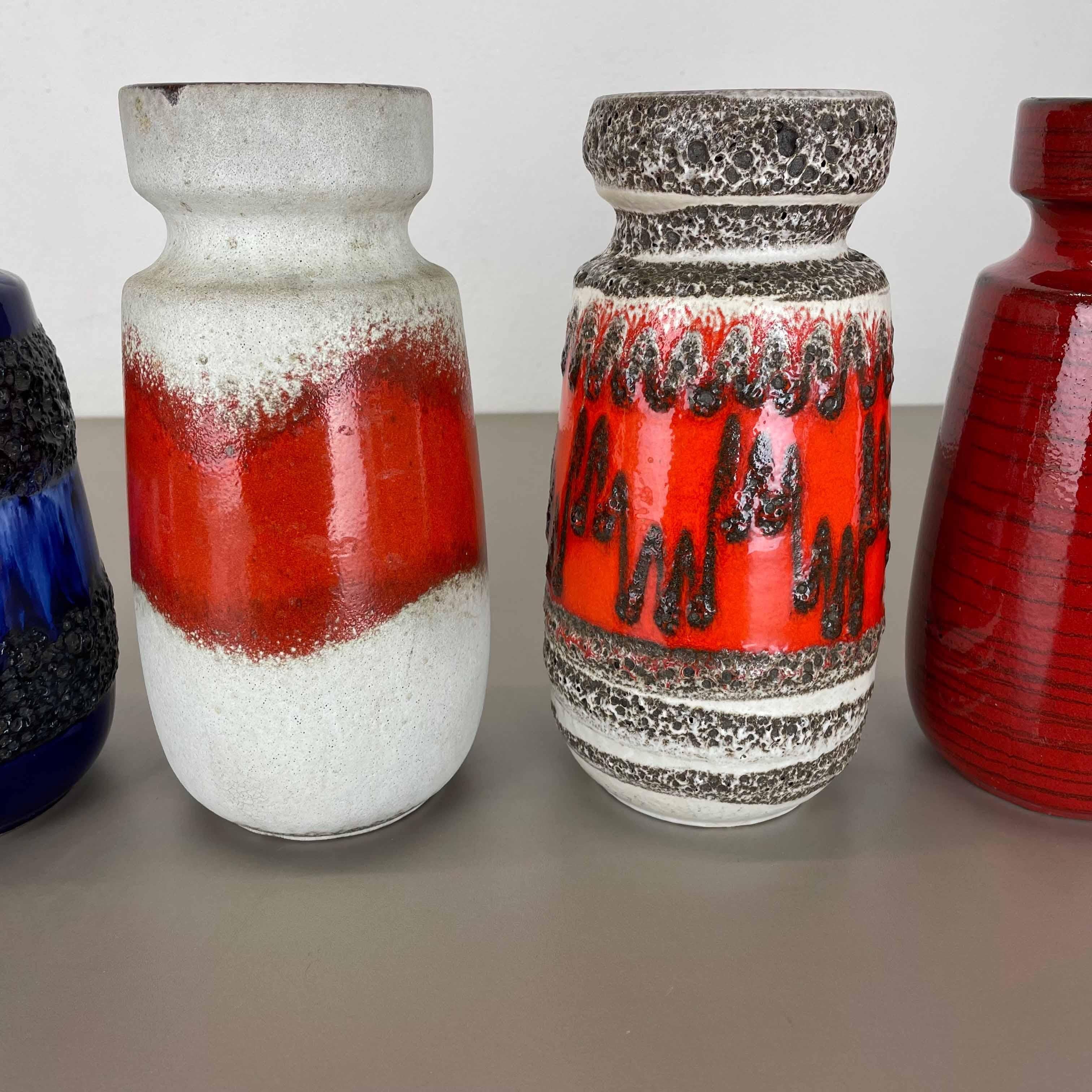 Set von vier Fat Lava-Vasen aus Keramik von Scheurich, Deutschland, 1970er Jahre im Angebot 5