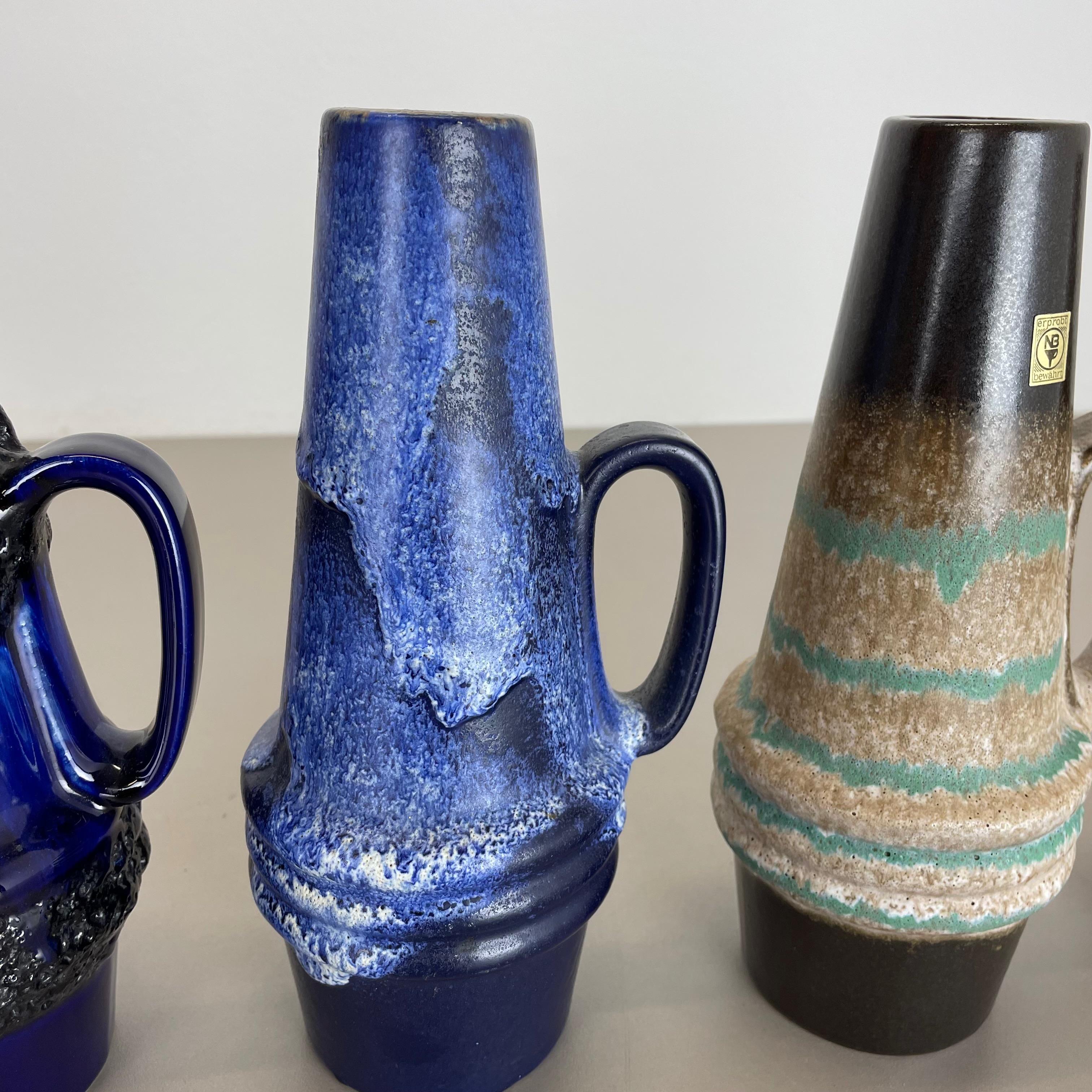 Set of Four Vintage Pottery Fat Lava Vases Made by Scheurich, Germany, 1970s For Sale 4