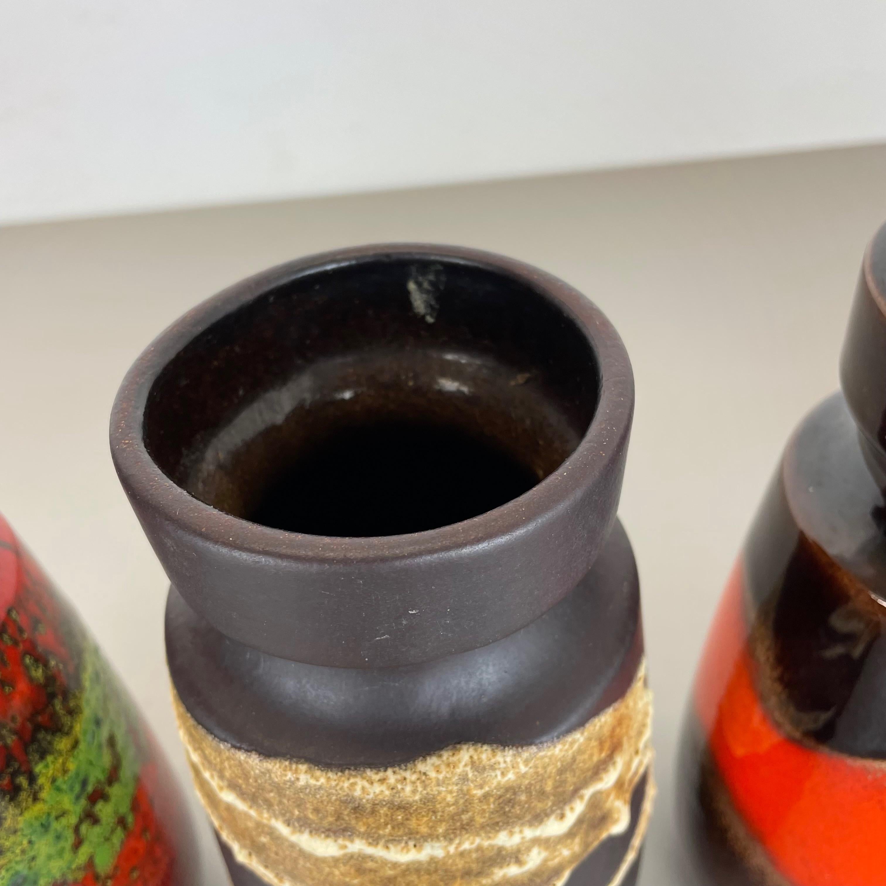 Set of Four Vintage Pottery Fat Lava Vases Made by Scheurich, Germany, 1970s For Sale 5
