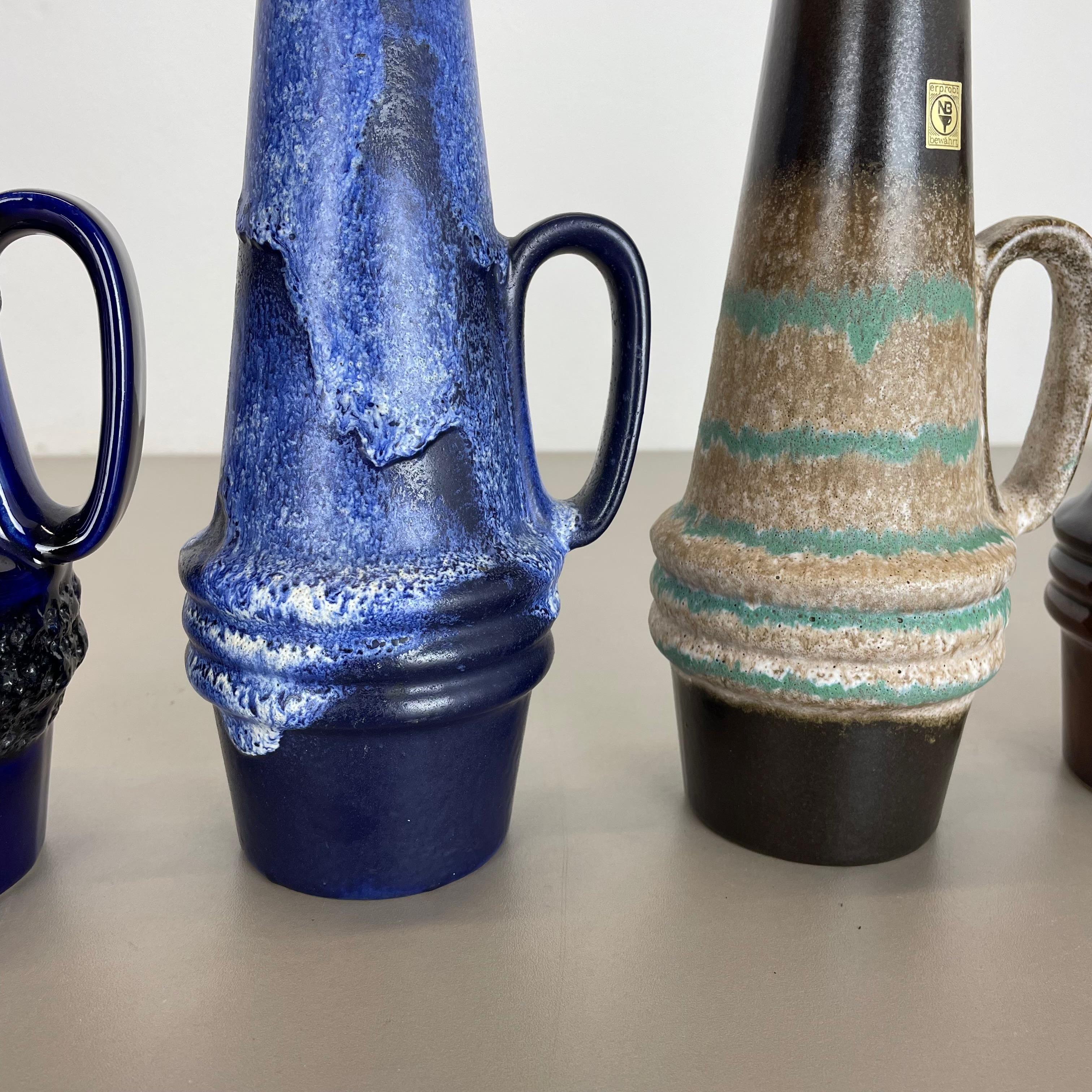 Set of Four Vintage Pottery Fat Lava Vases Made by Scheurich, Germany, 1970s For Sale 5