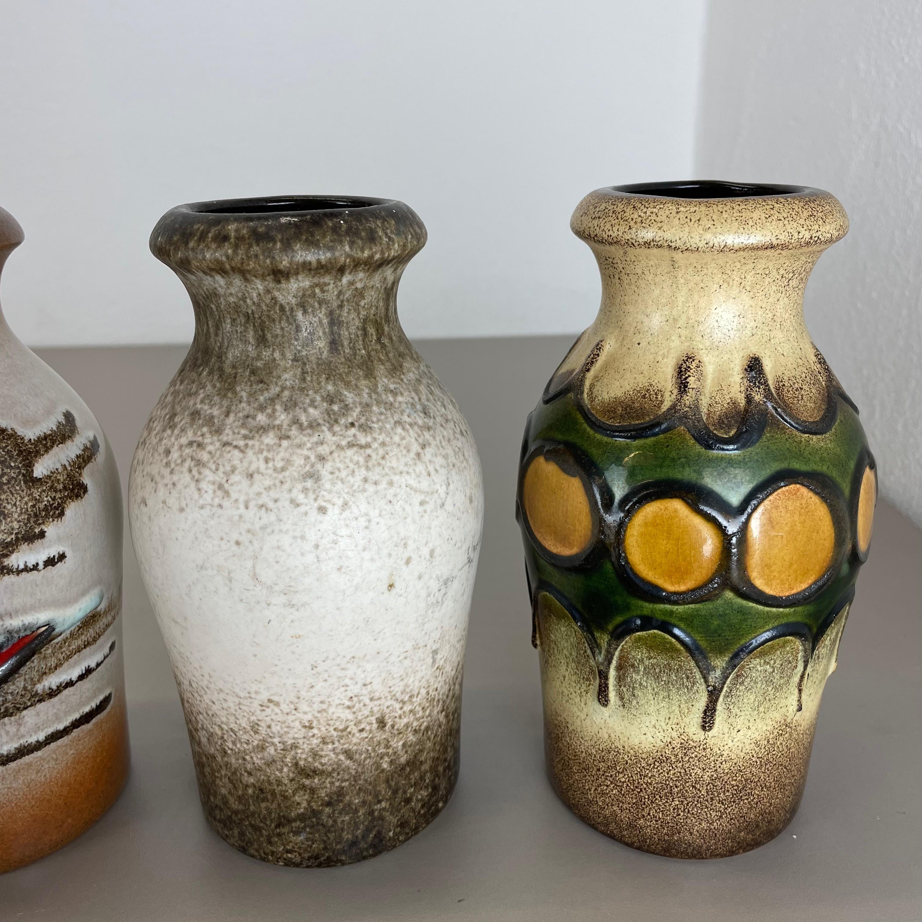 Set of Four Vintage Pottery Fat Lava Vases Made by Scheurich, Germany, 1970s For Sale 6