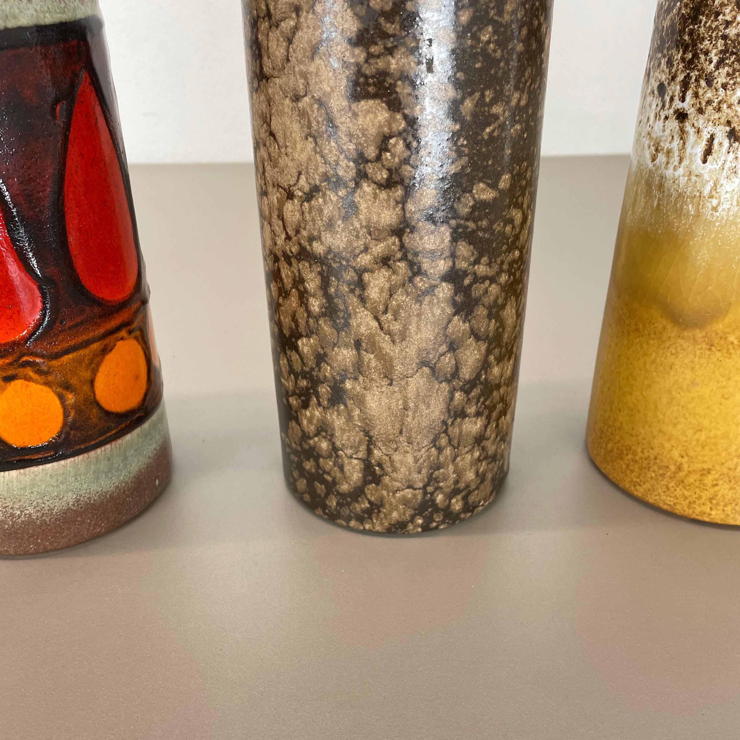Set of Four Vintage Pottery Fat Lava Vases Made by Scheurich, Germany, 1970s For Sale 7