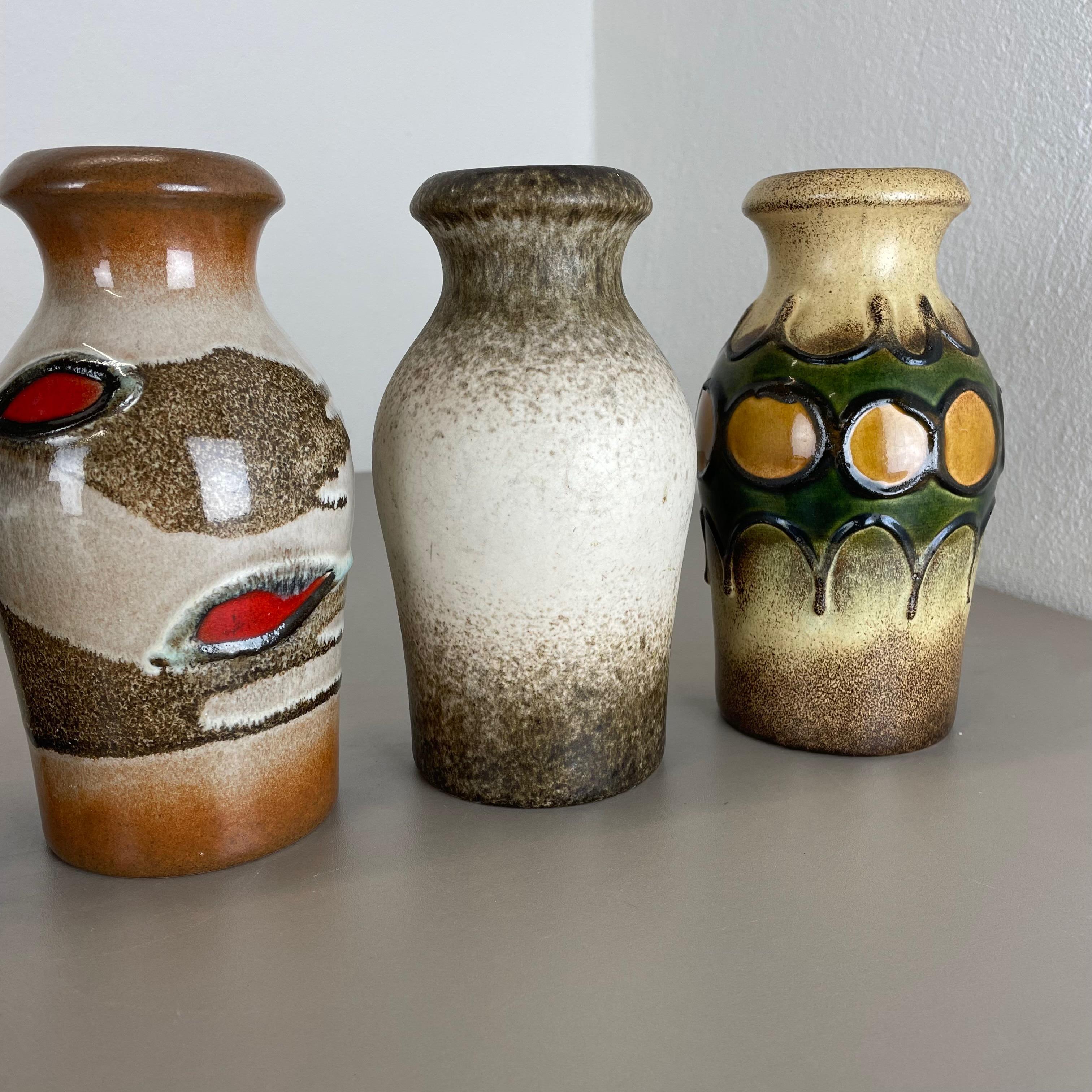 Set of Four Vintage Pottery Fat Lava Vases Made by Scheurich, Germany, 1970s For Sale 7