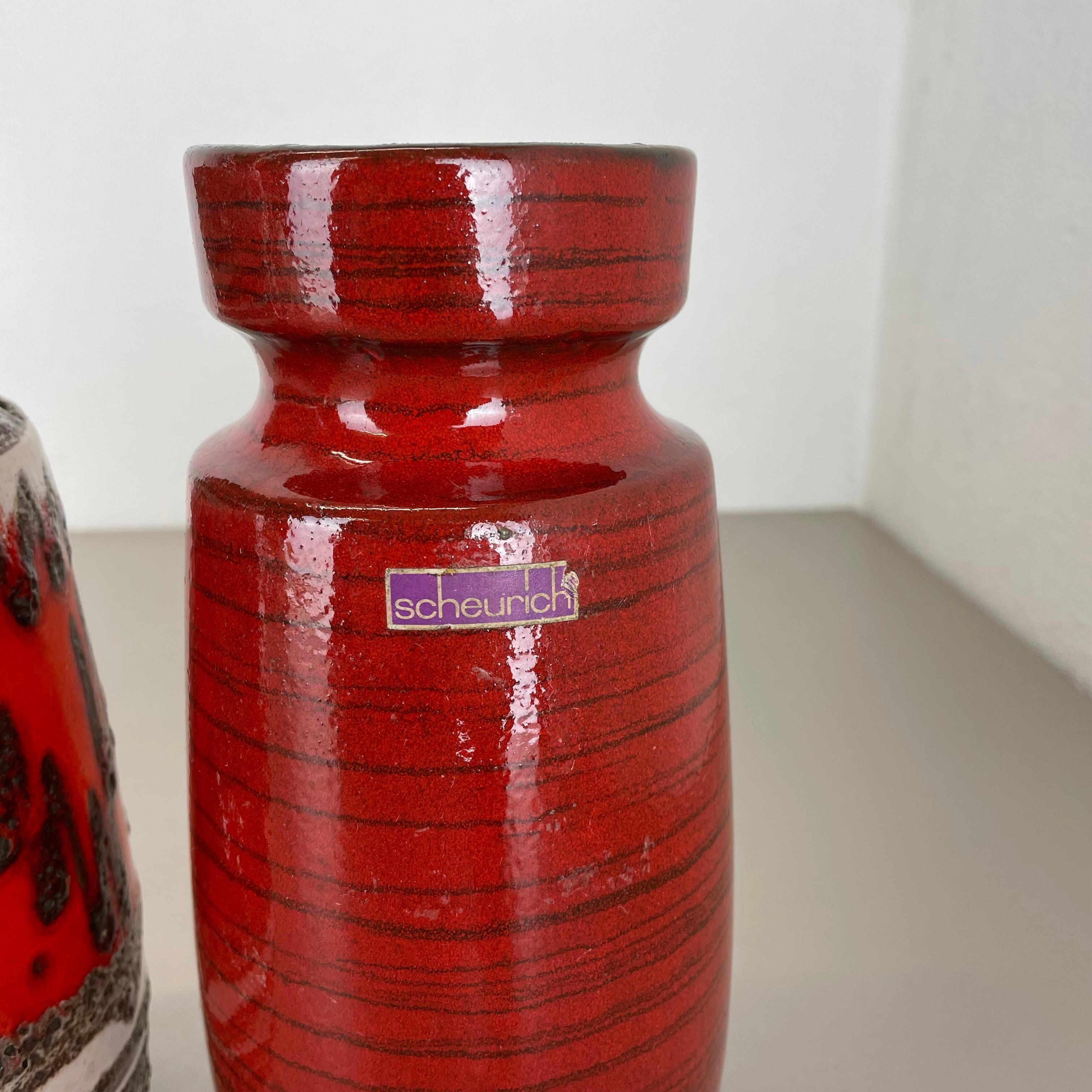 Set von vier Fat Lava-Vasen aus Keramik von Scheurich, Deutschland, 1970er Jahre im Angebot 11