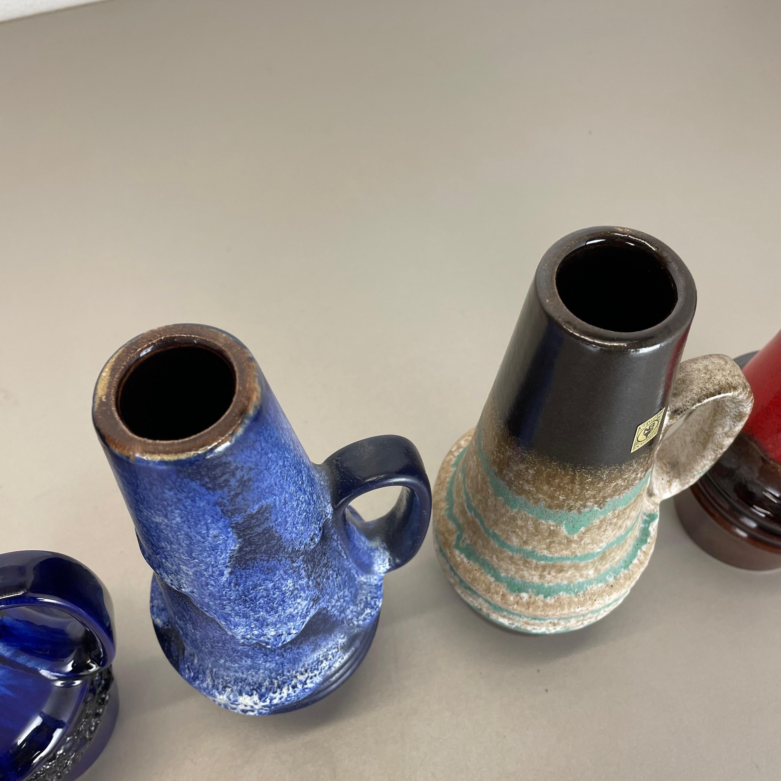 Ensemble de quatre vases vintage en poterie de lave grasse fabriqués par Scheurich, Allemagne, 1970 en vente 10