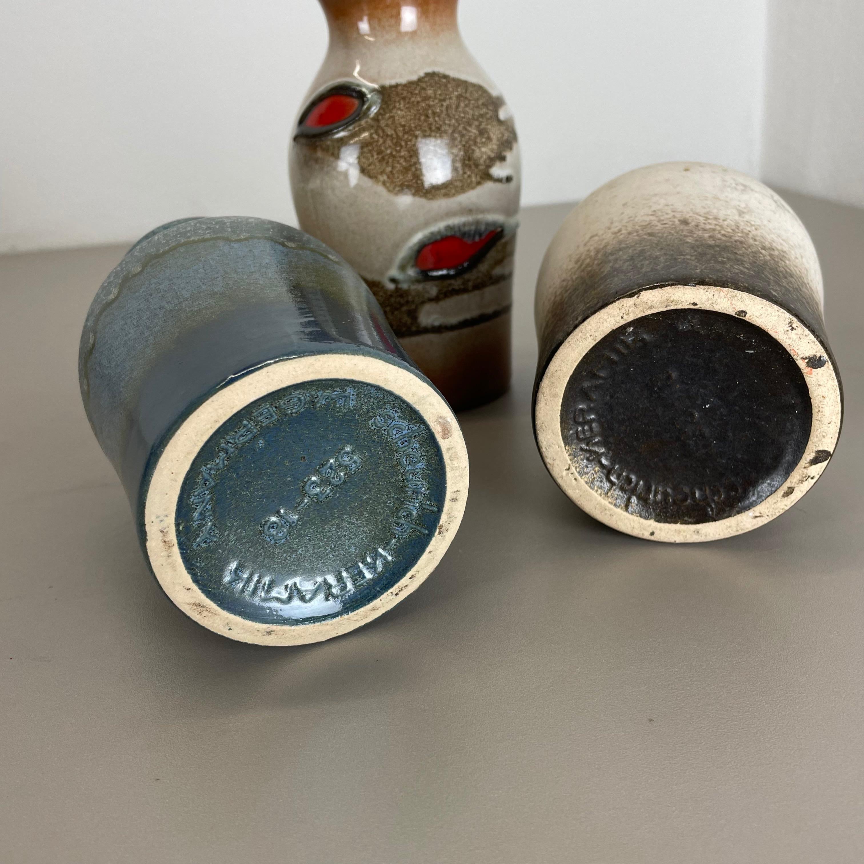 Set of Four Vintage Pottery Fat Lava Vases Made by Scheurich, Germany, 1970s For Sale 11