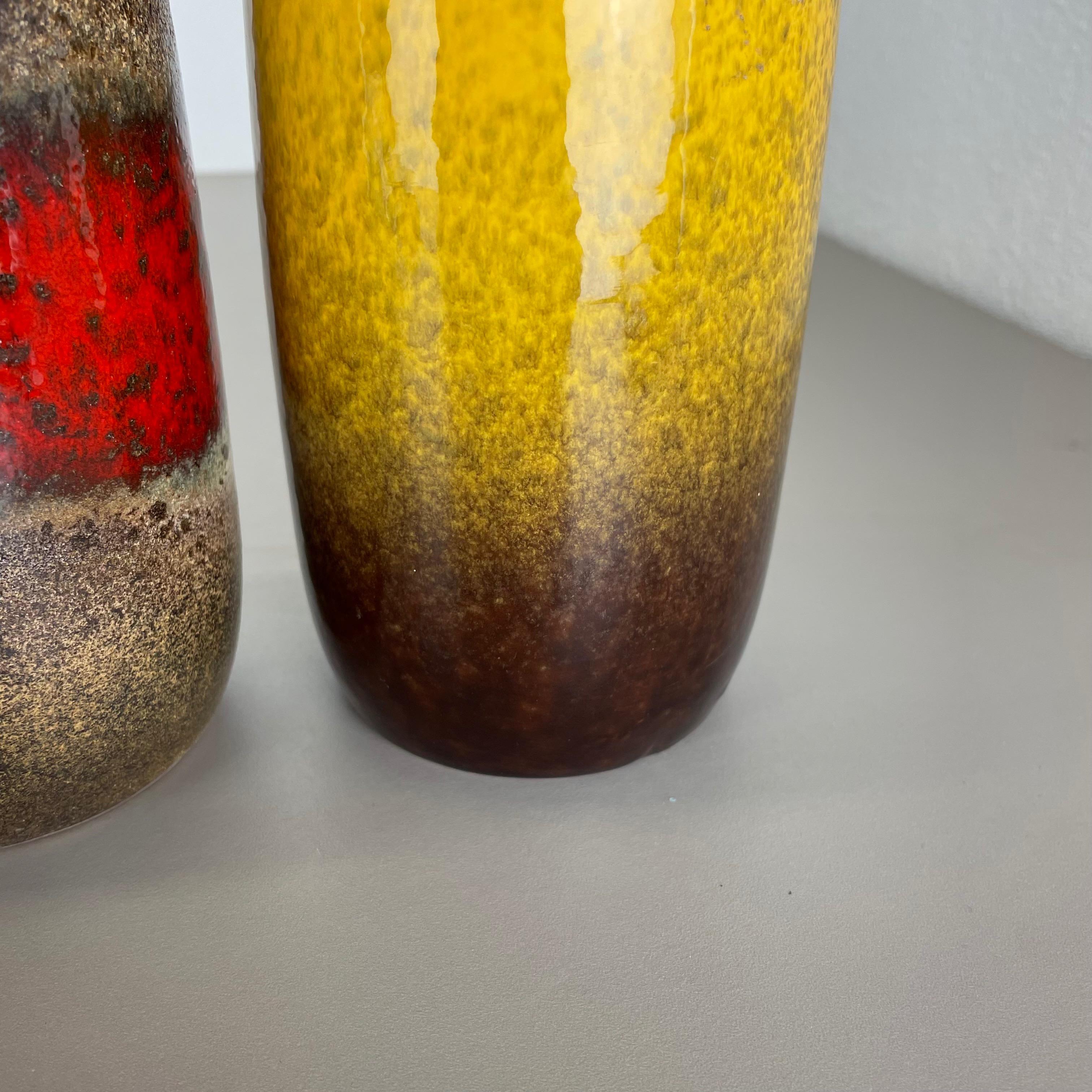 Set of Four Vintage Pottery Fat Lava Vases Made by Scheurich, Germany
