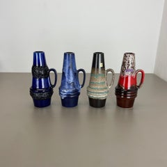 Set of Four Vintage Pottery Fat Lava Vases Made by Scheurich, Germany, 1970s