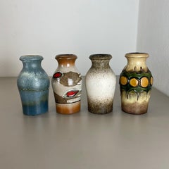 Set of Four Vintage Pottery Fat Lava Vases Made by Scheurich, Germany, 1970s