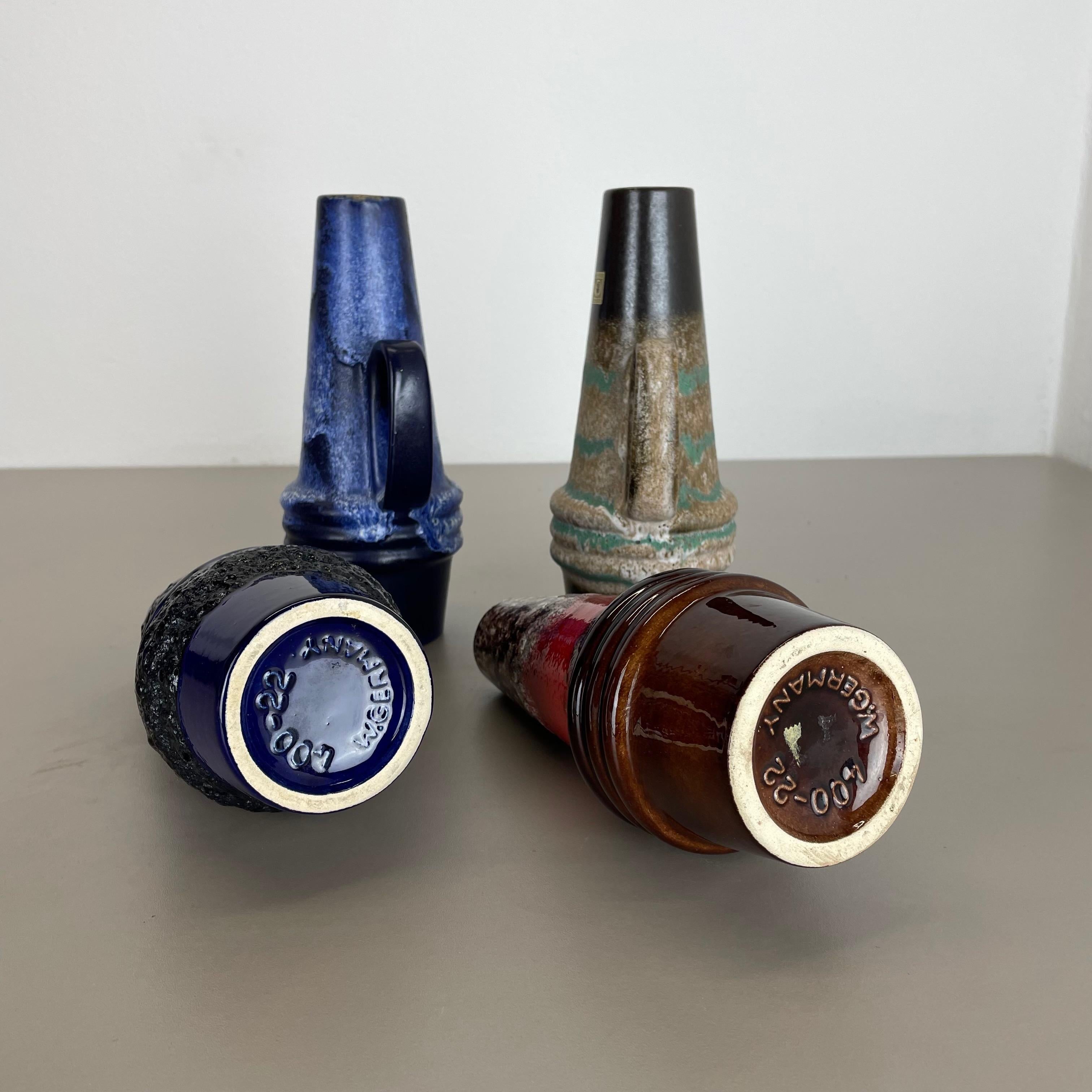 Set of Four Vintage Pottery Fat Lava Vases Made by Scheurich, Germany, 1970s For Sale 14