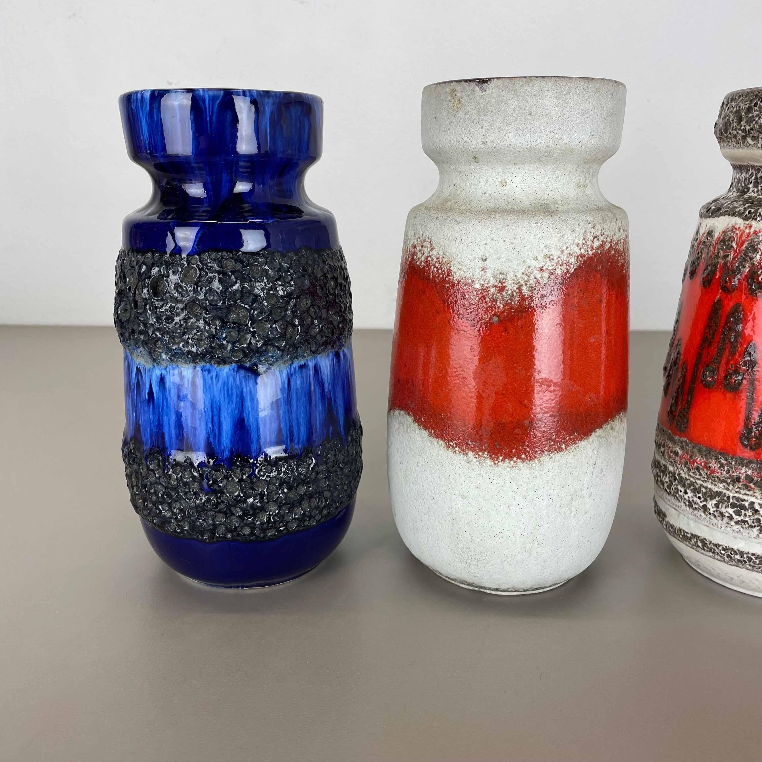 Set von vier Fat Lava-Vasen aus Keramik von Scheurich, Deutschland, 1970er Jahre im Zustand „Gut“ im Angebot in Kirchlengern, DE