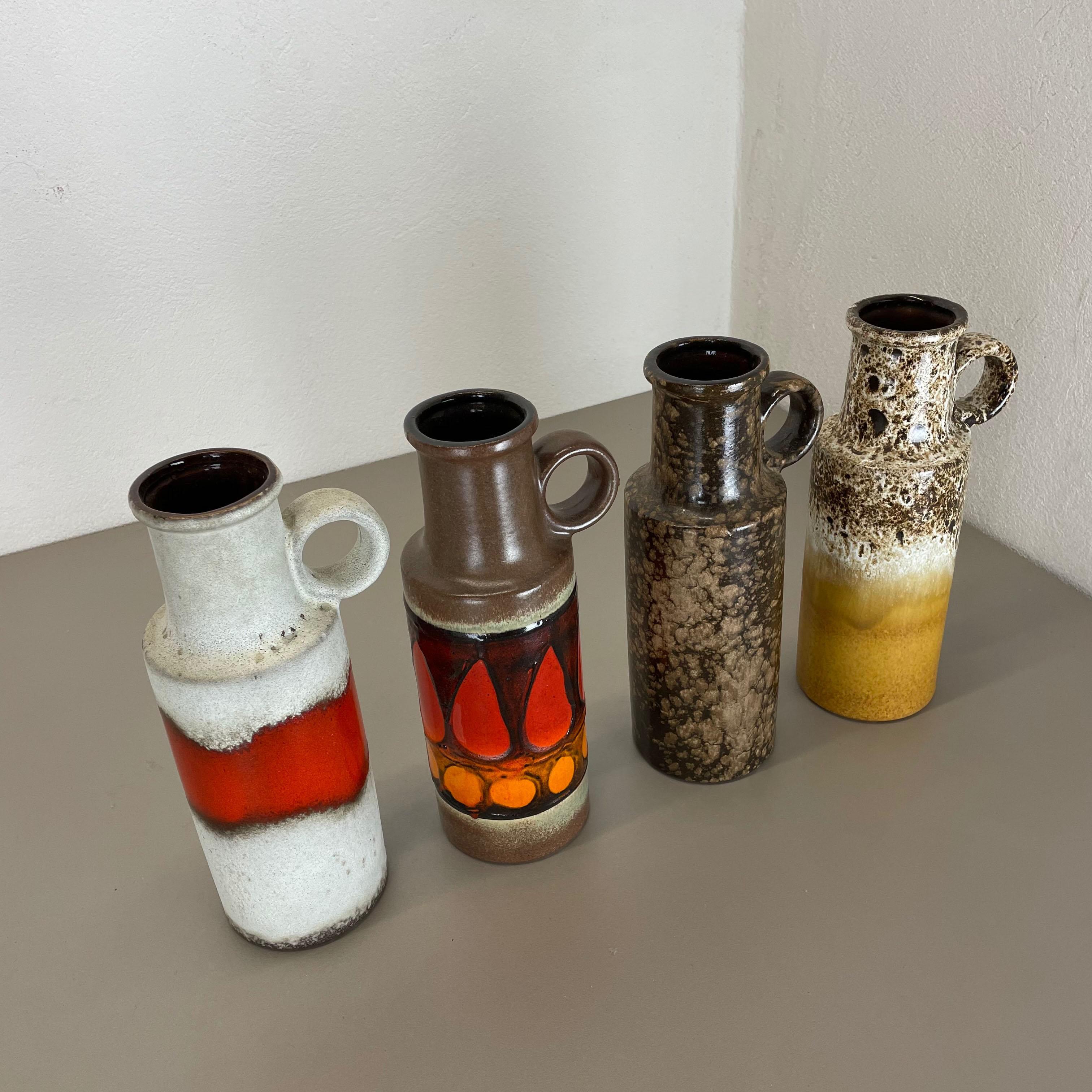 20th Century Set of Four Vintage Pottery Fat Lava Vases Made by Scheurich, Germany, 1970s For Sale