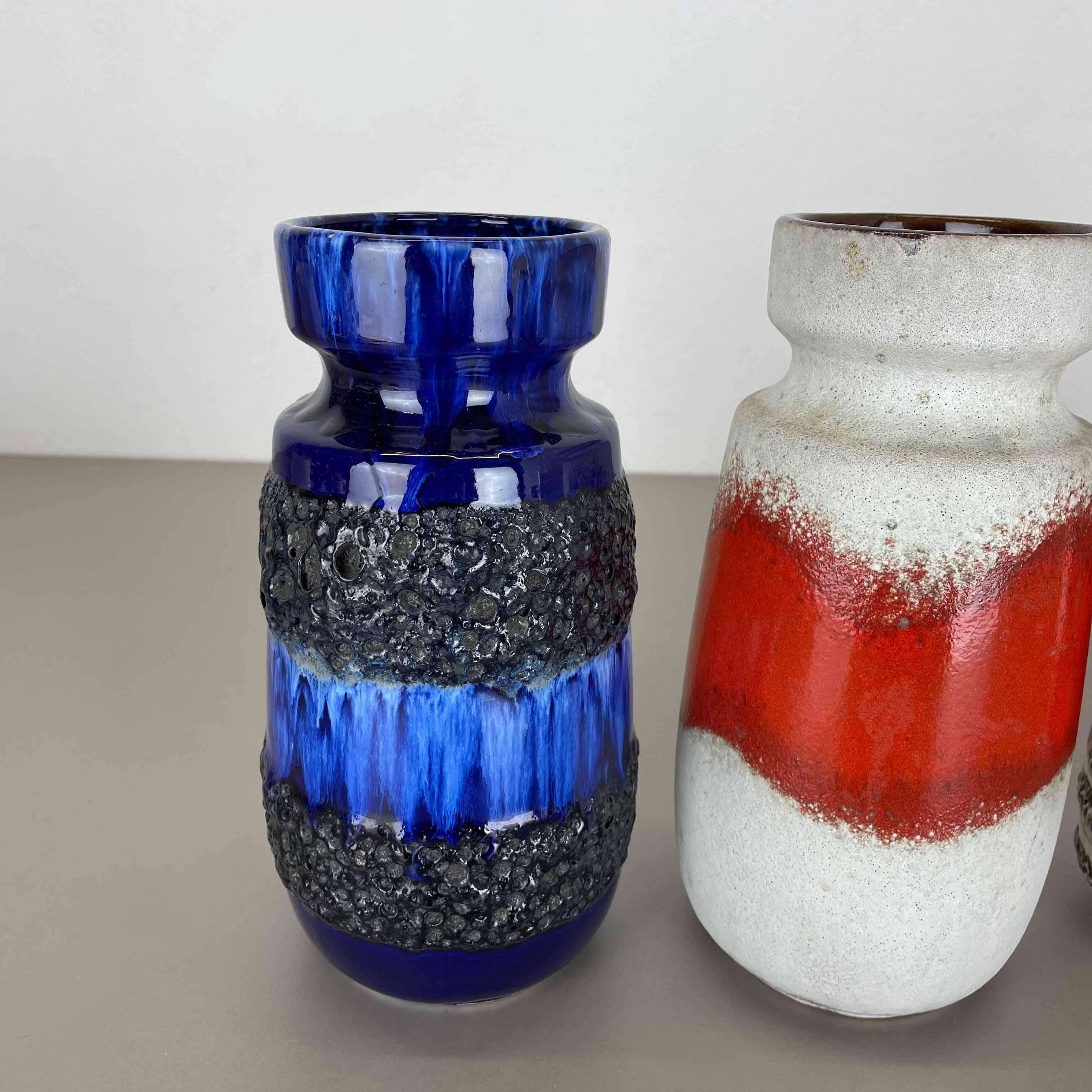 Set von vier Fat Lava-Vasen aus Keramik von Scheurich, Deutschland, 1970er Jahre (20. Jahrhundert) im Angebot
