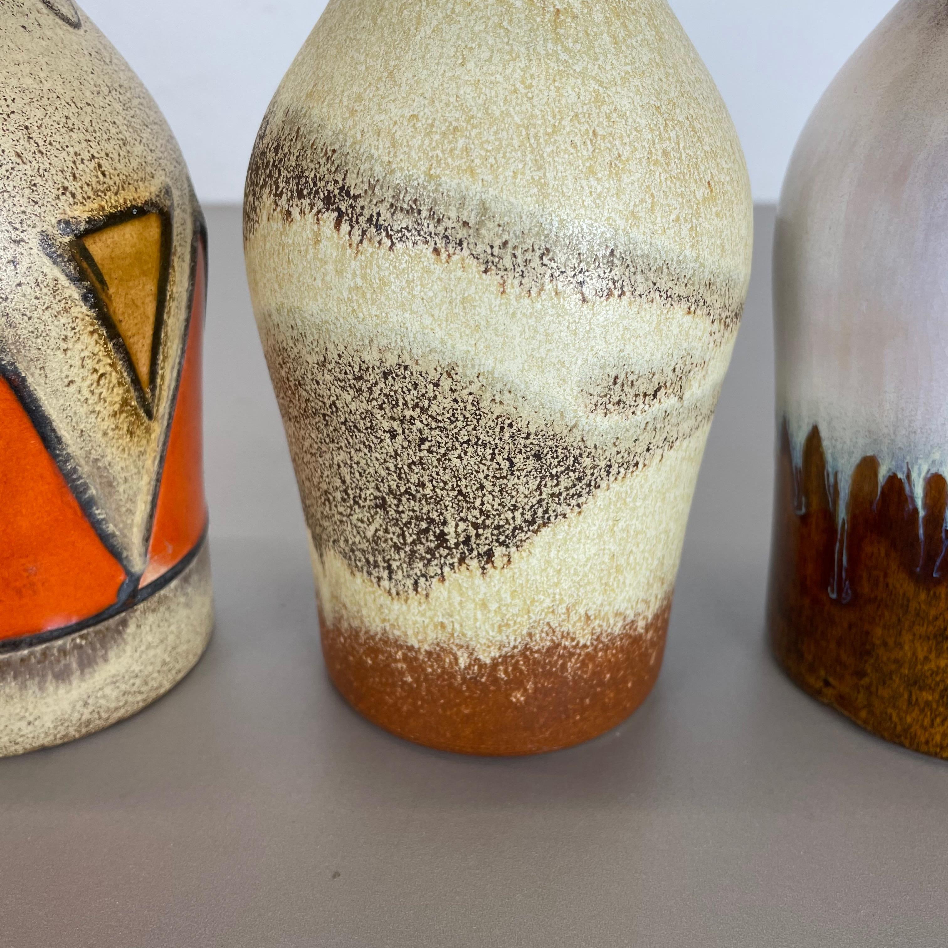 Set of Four Vintage Pottery Fat Lava Vases Made by Scheurich, Germany, 1970s For Sale 1