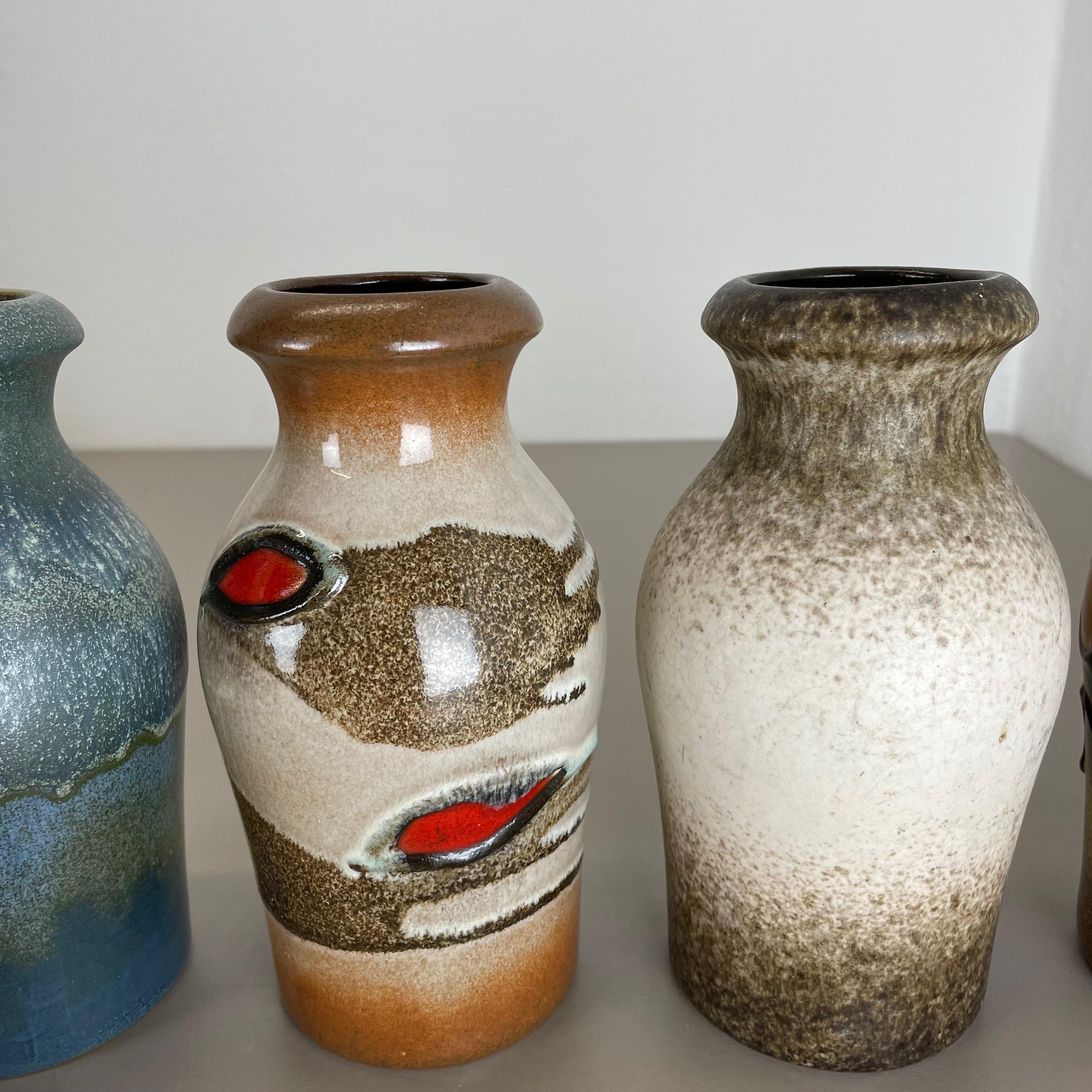 Set of Four Vintage Pottery Fat Lava Vases Made by Scheurich, Germany, 1970s For Sale 1