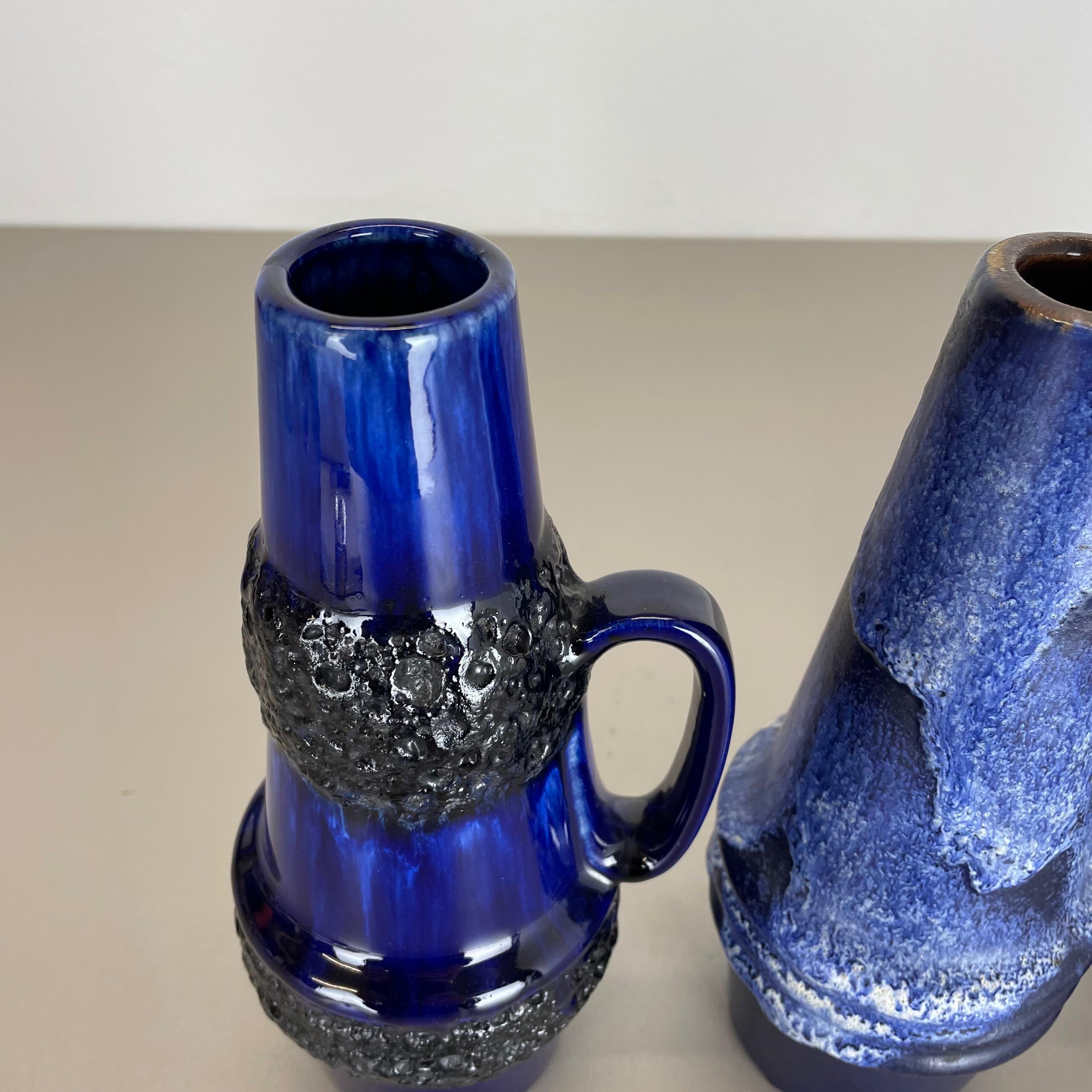 Ensemble de quatre vases vintage en poterie de lave grasse fabriqués par Scheurich, Allemagne, 1970 en vente 1