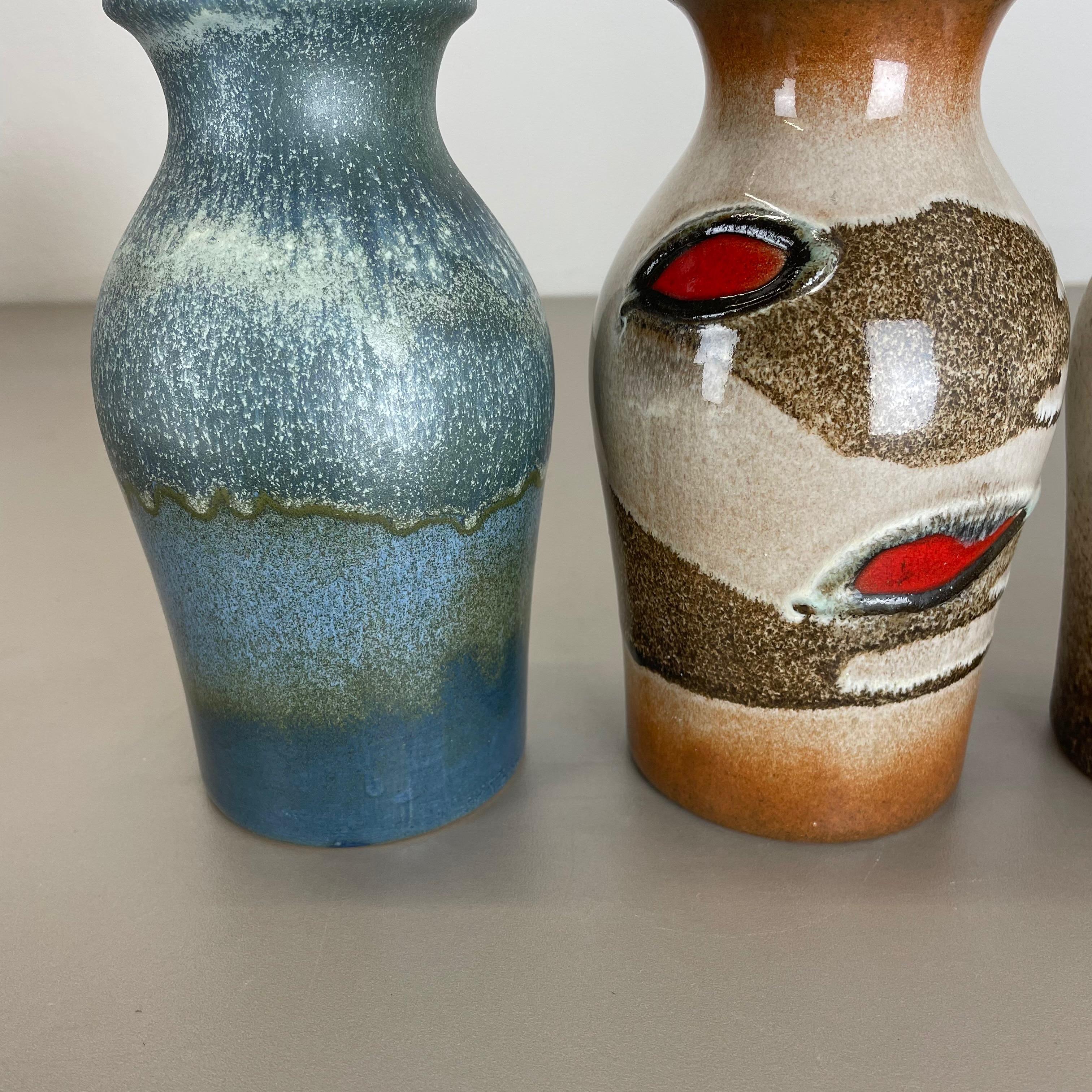 Set of Four Vintage Pottery Fat Lava Vases Made by Scheurich, Germany, 1970s For Sale 2