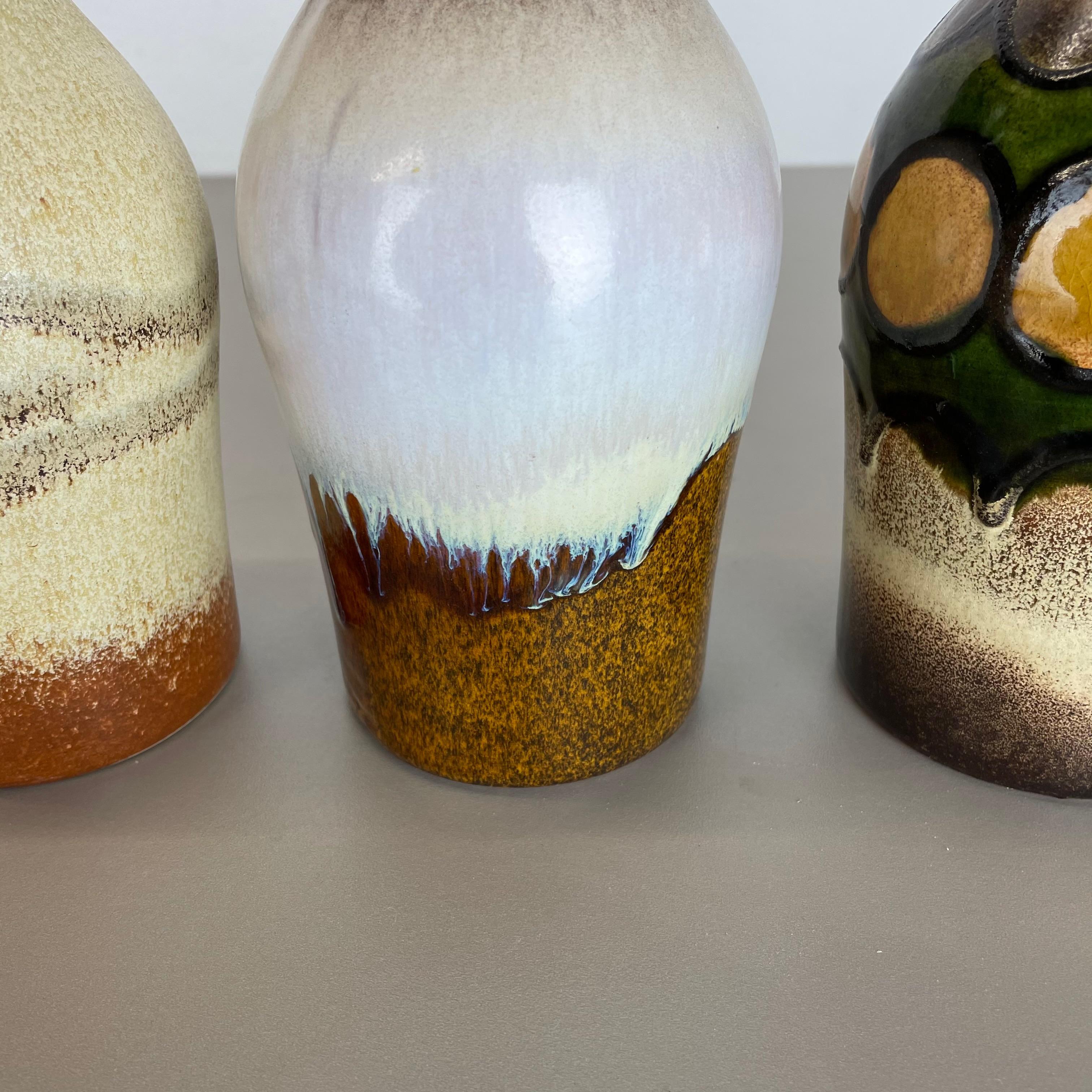 Set of Four Vintage Pottery Fat Lava Vases Made by Scheurich, Germany, 1970s For Sale 3