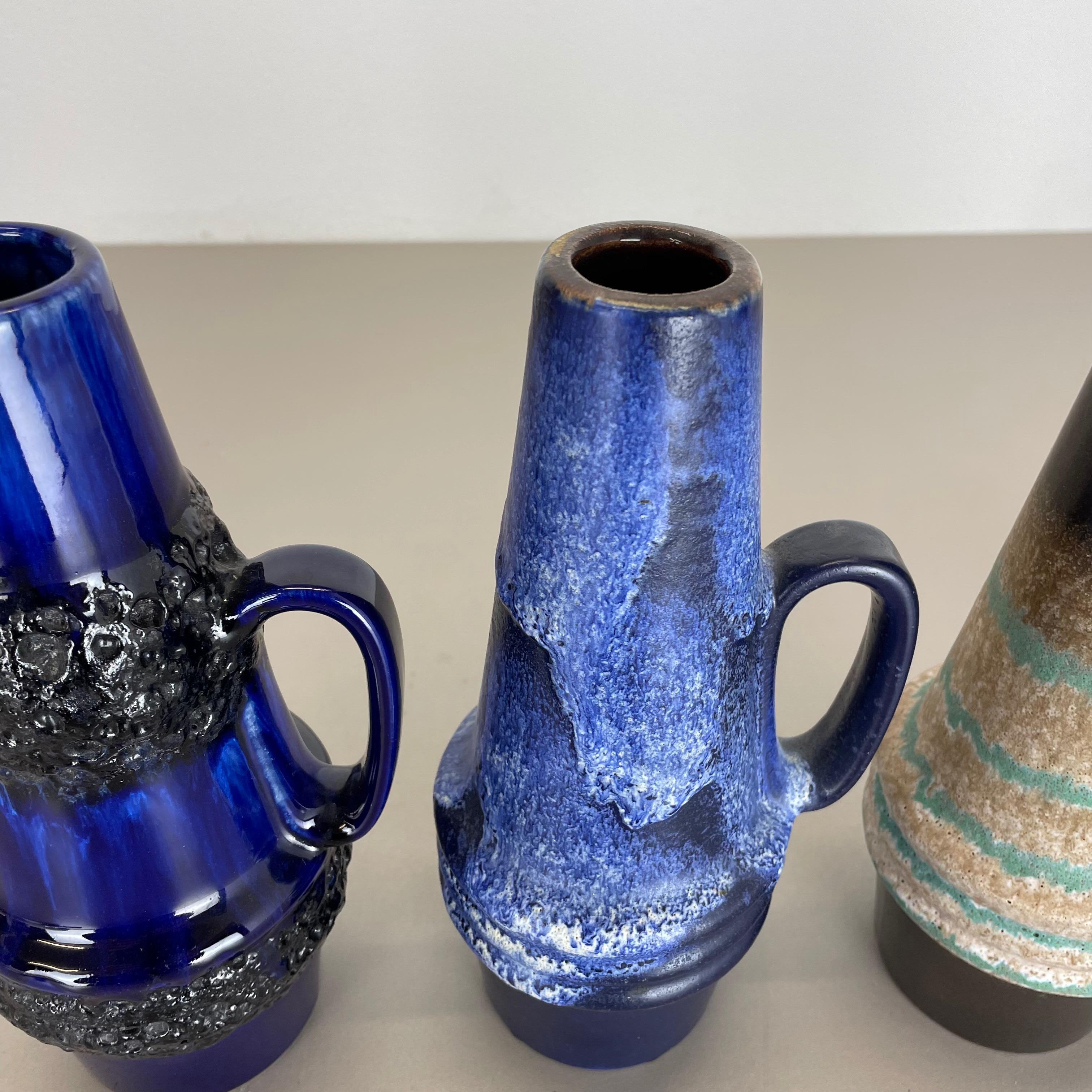 Ensemble de quatre vases vintage en poterie de lave grasse fabriqués par Scheurich, Allemagne, 1970 en vente 2