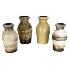 Set of Four Vintage Pottery Fat Lava Vases Made by Scheurich, Germany, 1970s