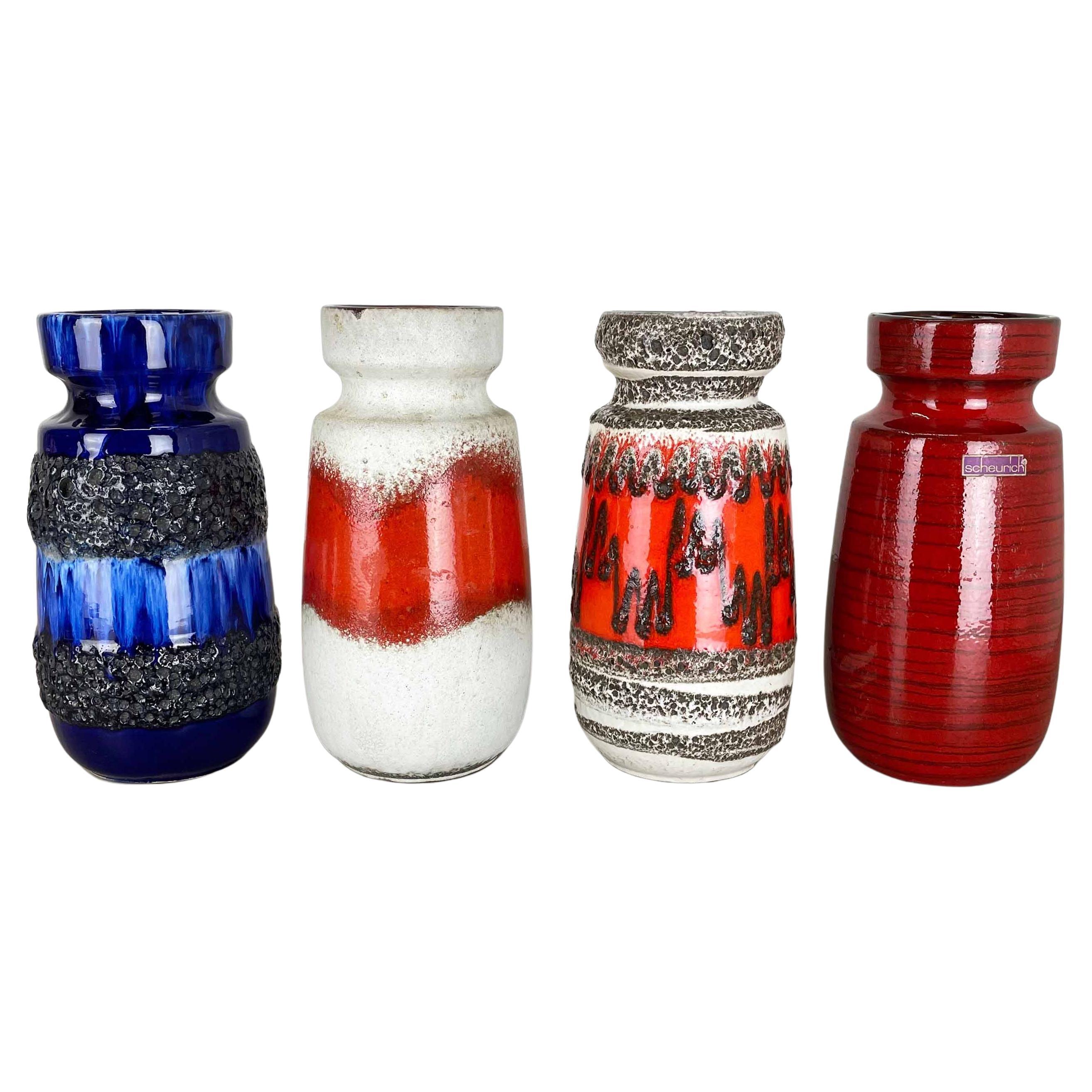 Set von vier Fat Lava-Vasen aus Keramik von Scheurich, Deutschland, 1970er Jahre im Angebot