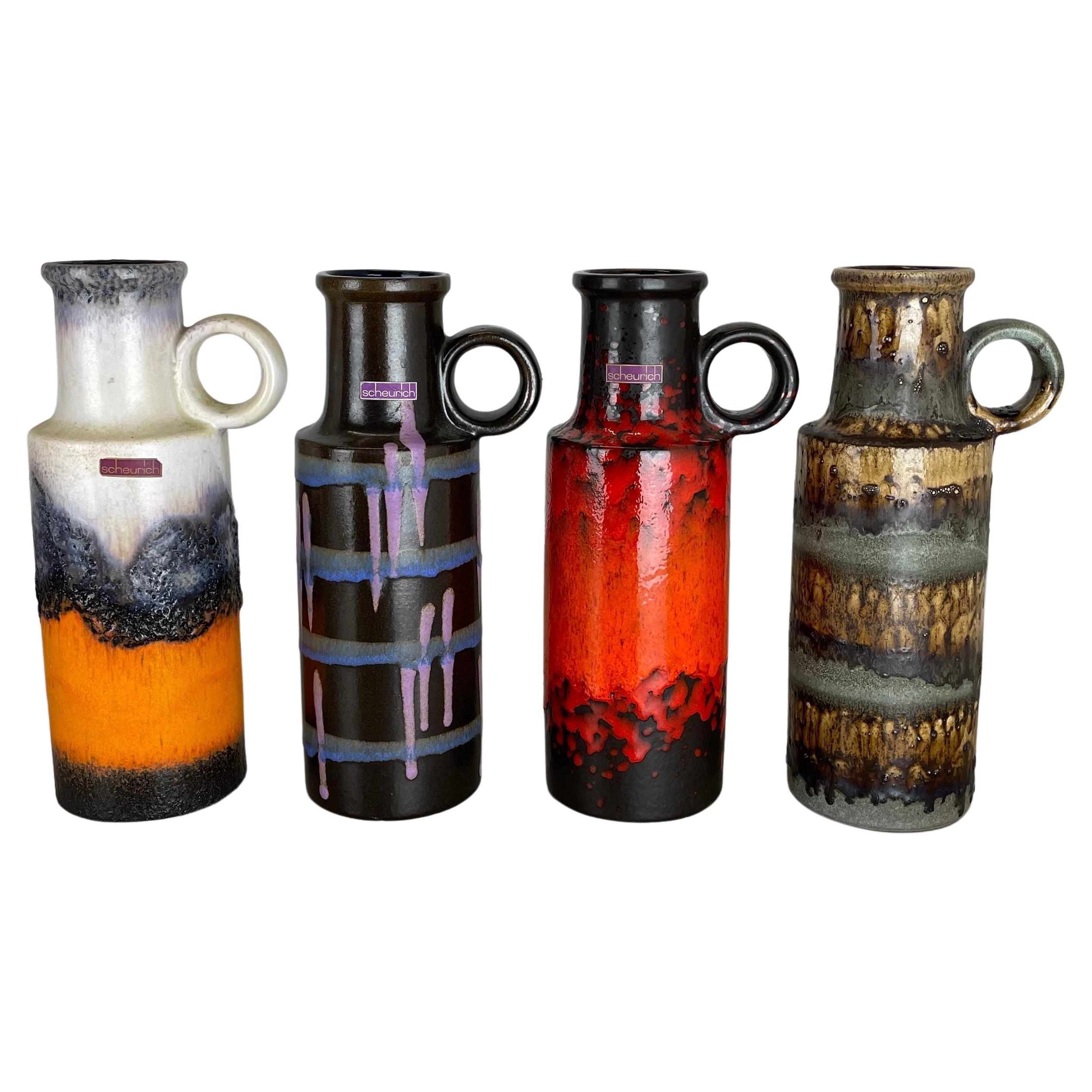 Set von vier Fat Lava-Vasen aus Keramik von Scheurich, Deutschland, 1970er Jahre