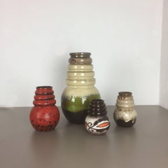 Set of Four Vintage Pottery Fat Lava ‘Vienna’ Vases Made by Scheurich, Germany