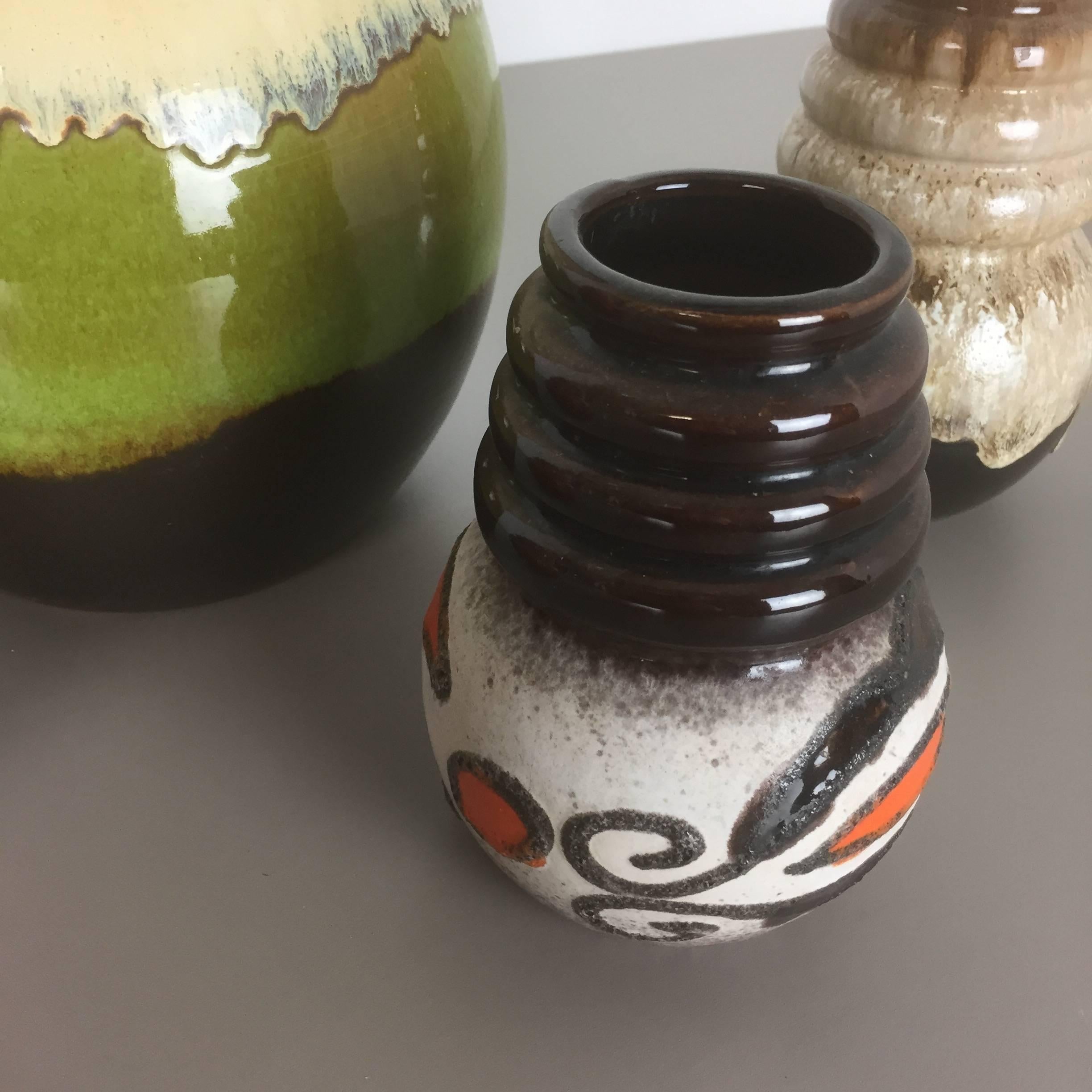 20th Century Set of Four Vintage Pottery Fat Lava ‘Vienna’ Vases Made by Scheurich, Germany